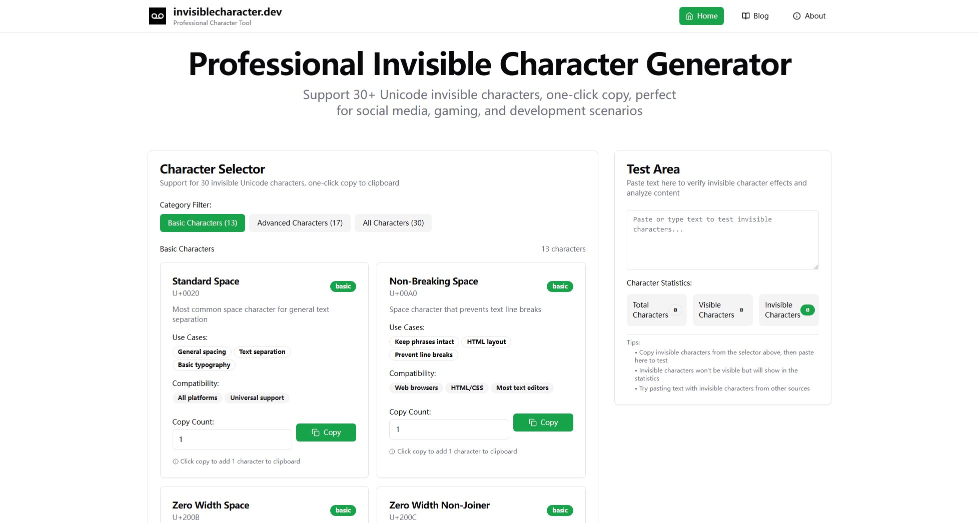 Invisible Character Generator Screenshot
