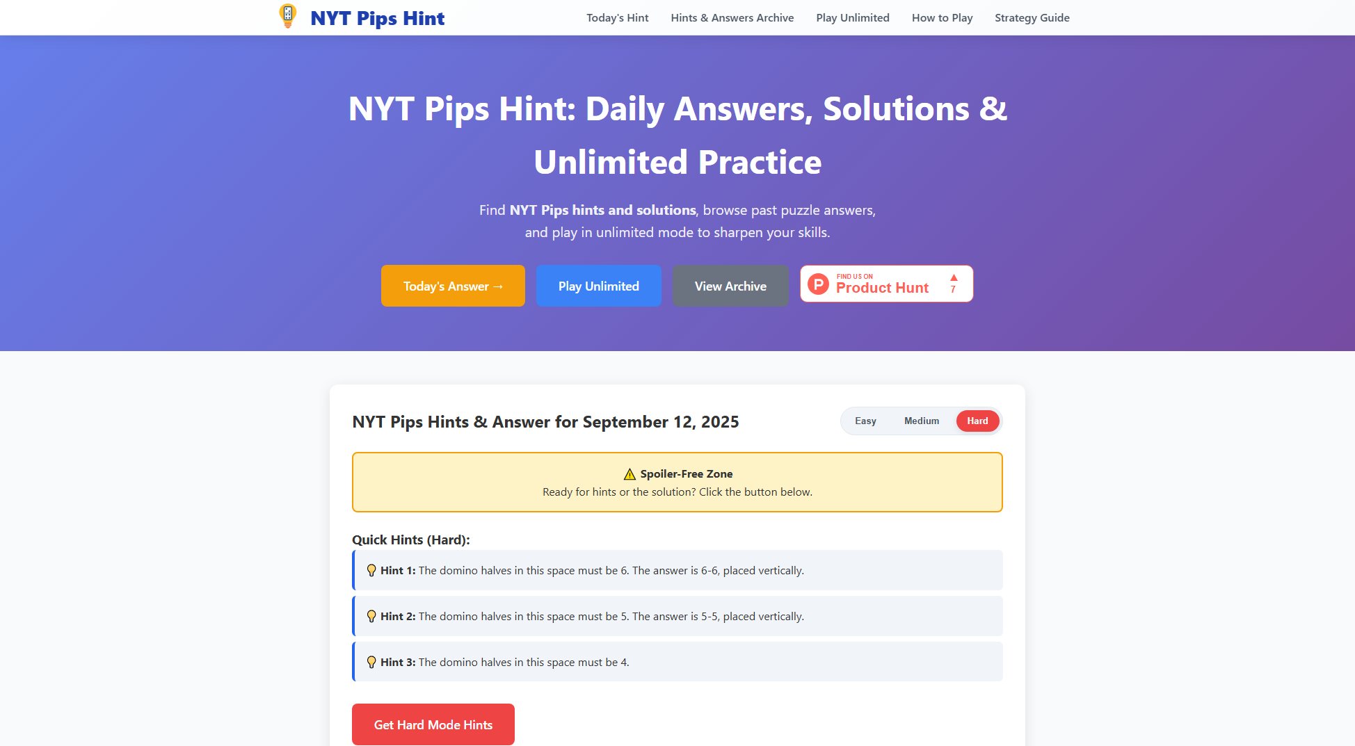 Pips Hint (NYT) Screenshot