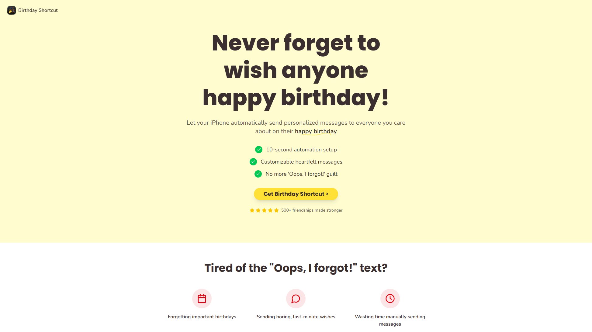 Birthday Shortcut Screenshot Birthday Shortcut Screenshot
