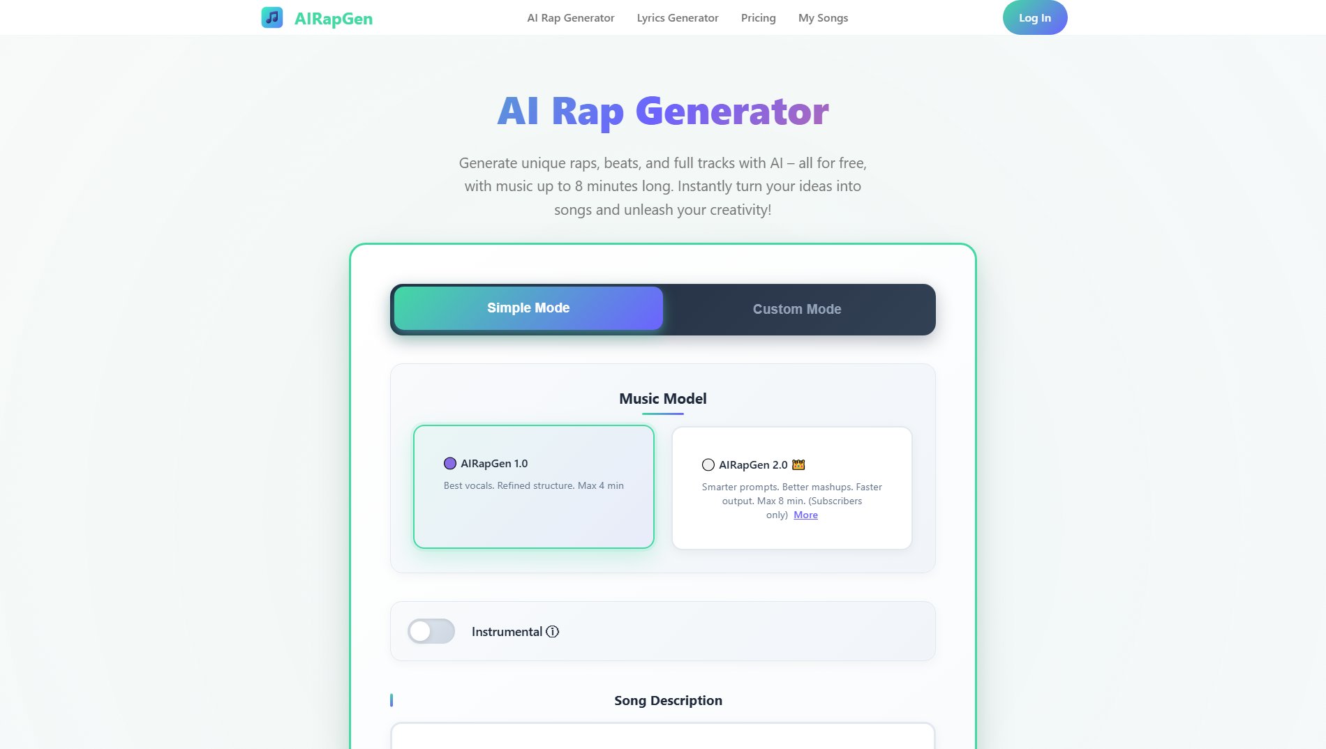 AI Rap Generator Screenshot