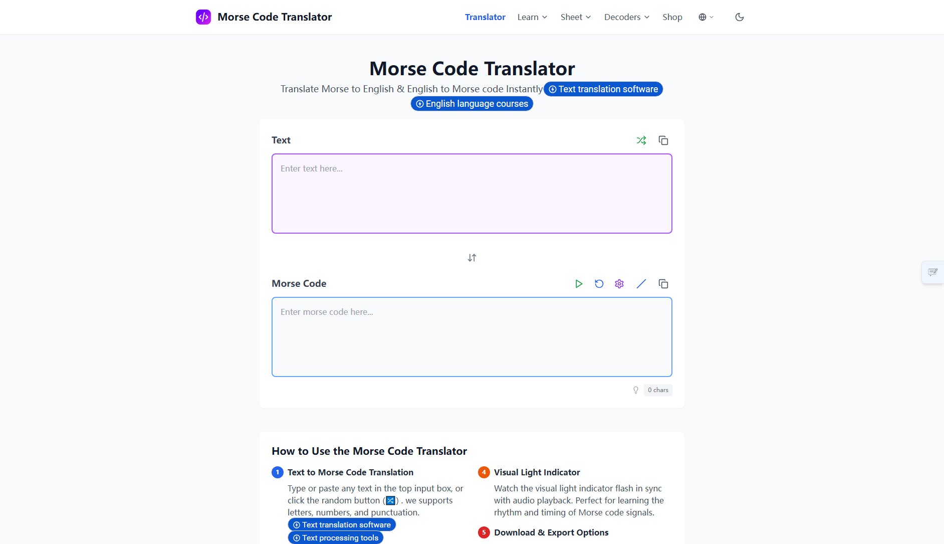 Morse Code Translator Morse Code Translator Interface & Screenshots