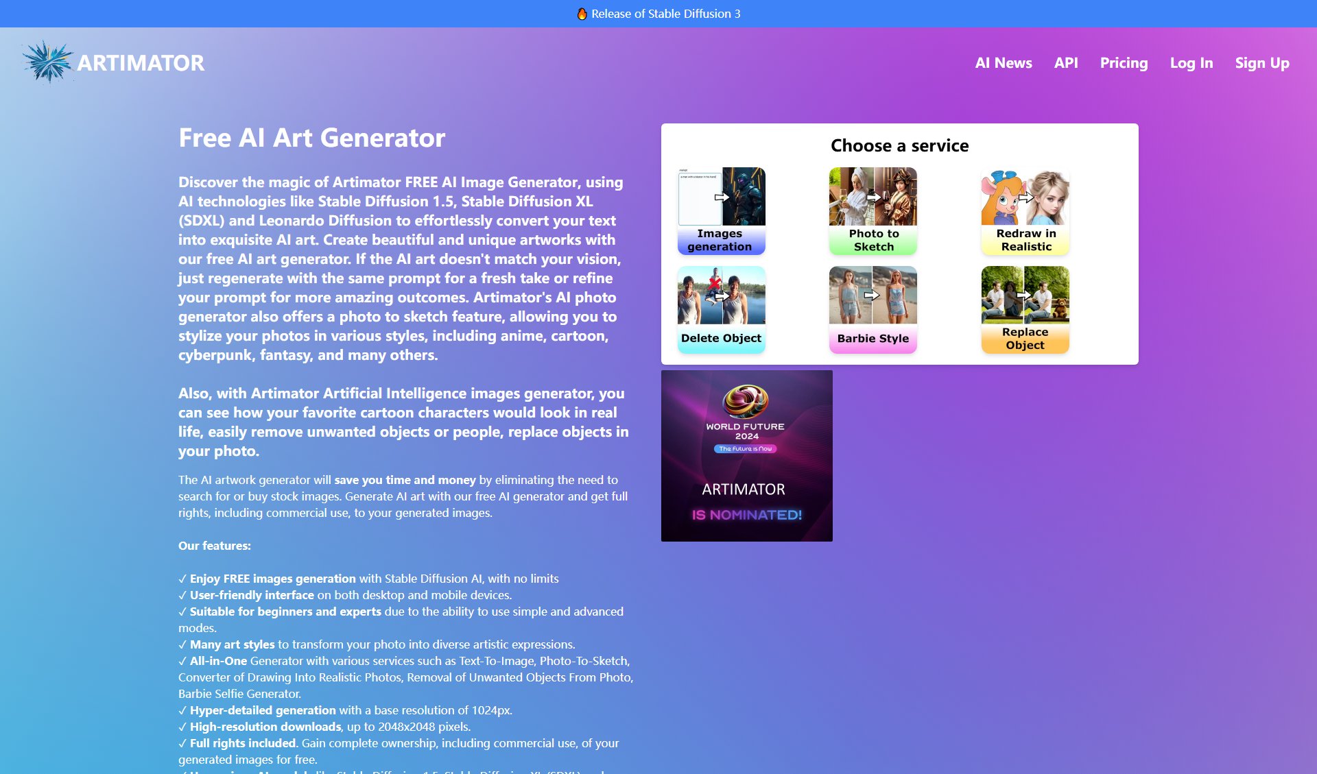 AI Image Generator by Artimator AI Image Generator by Artimator Interface & Screenshots