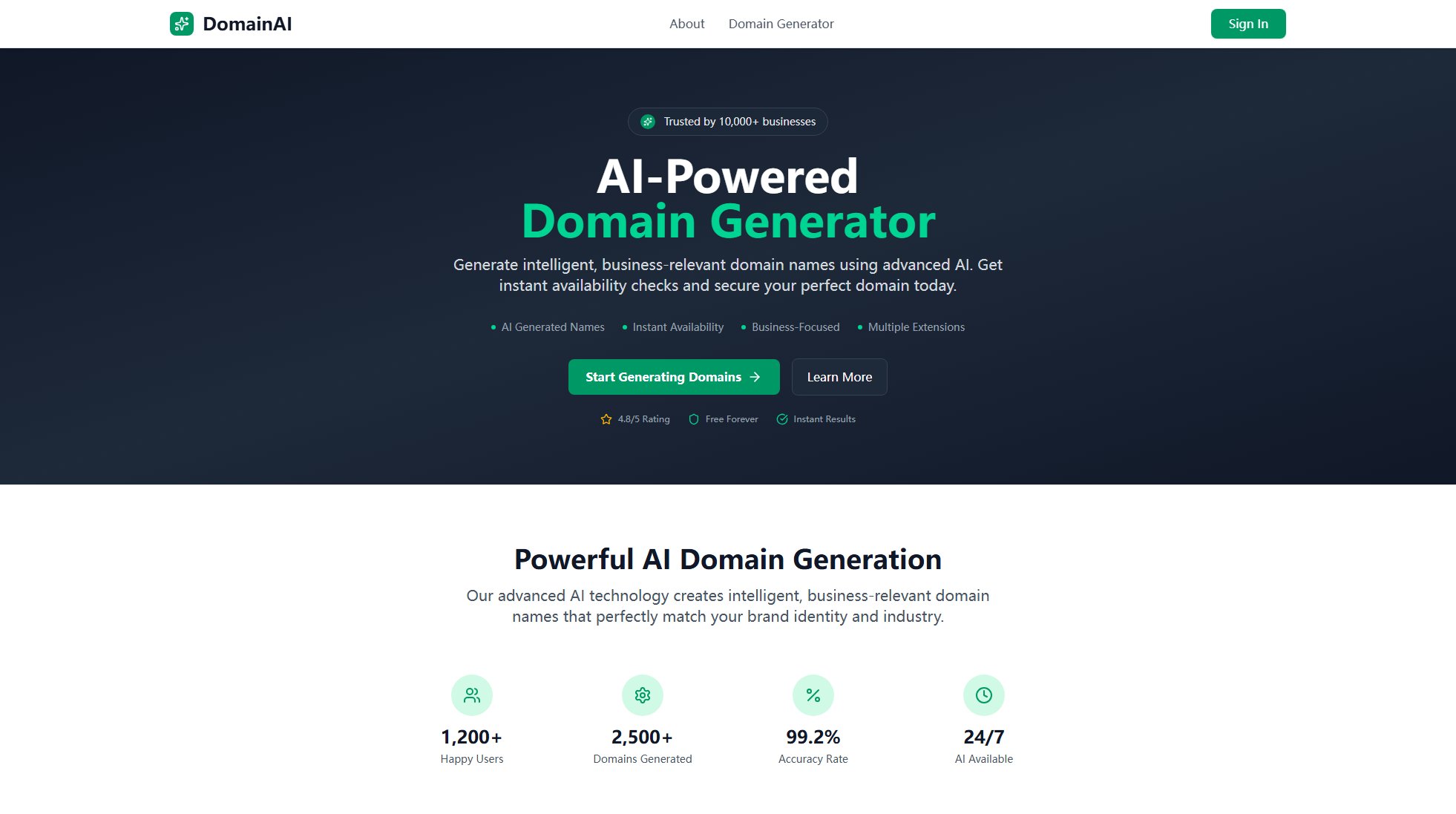 DomainAI DomainAI Interface & Screenshots DomainAI DomainAI Interface & Screenshots