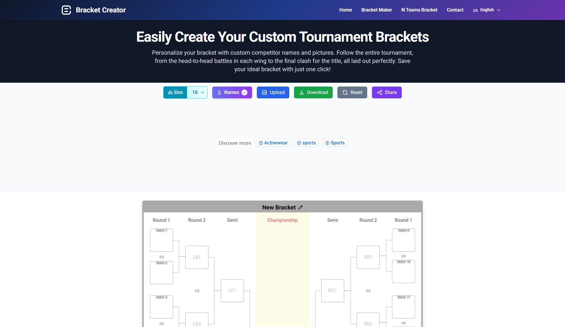 BracketCreator.net BracketCreator.net Interface & Screenshots