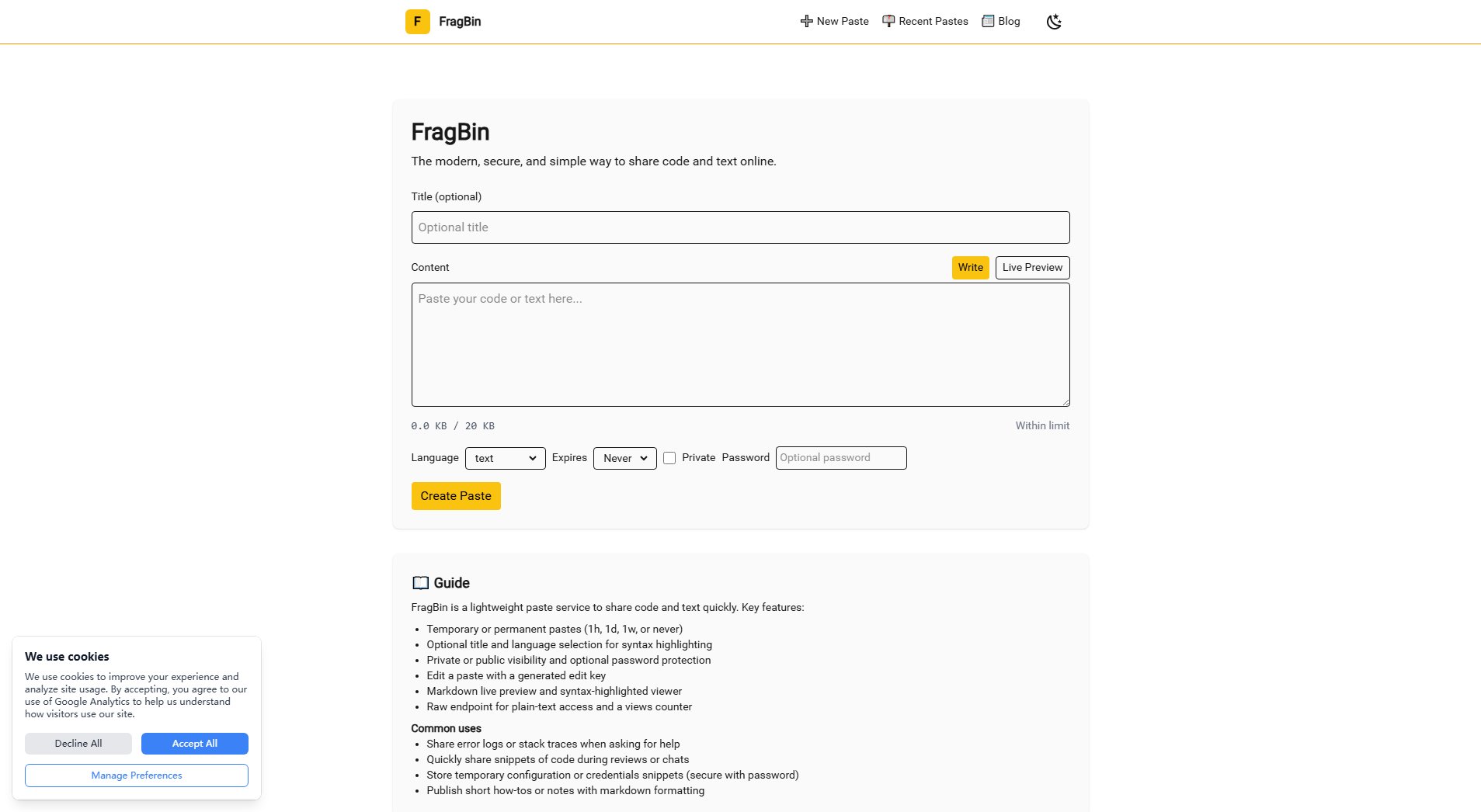 FragBin Screenshot