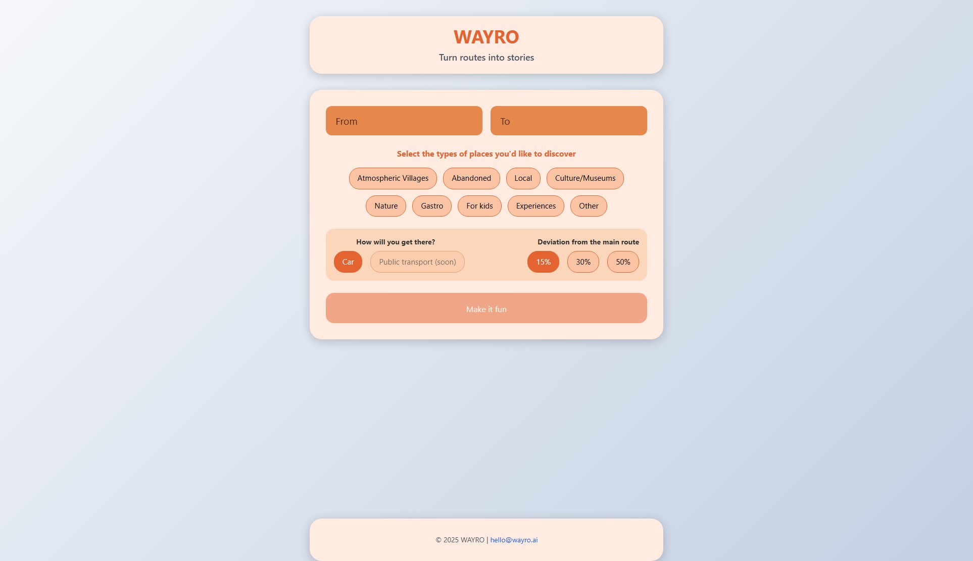 WAYRO WAYRO Interface & Screenshots WAYRO WAYRO Interface & Screenshots