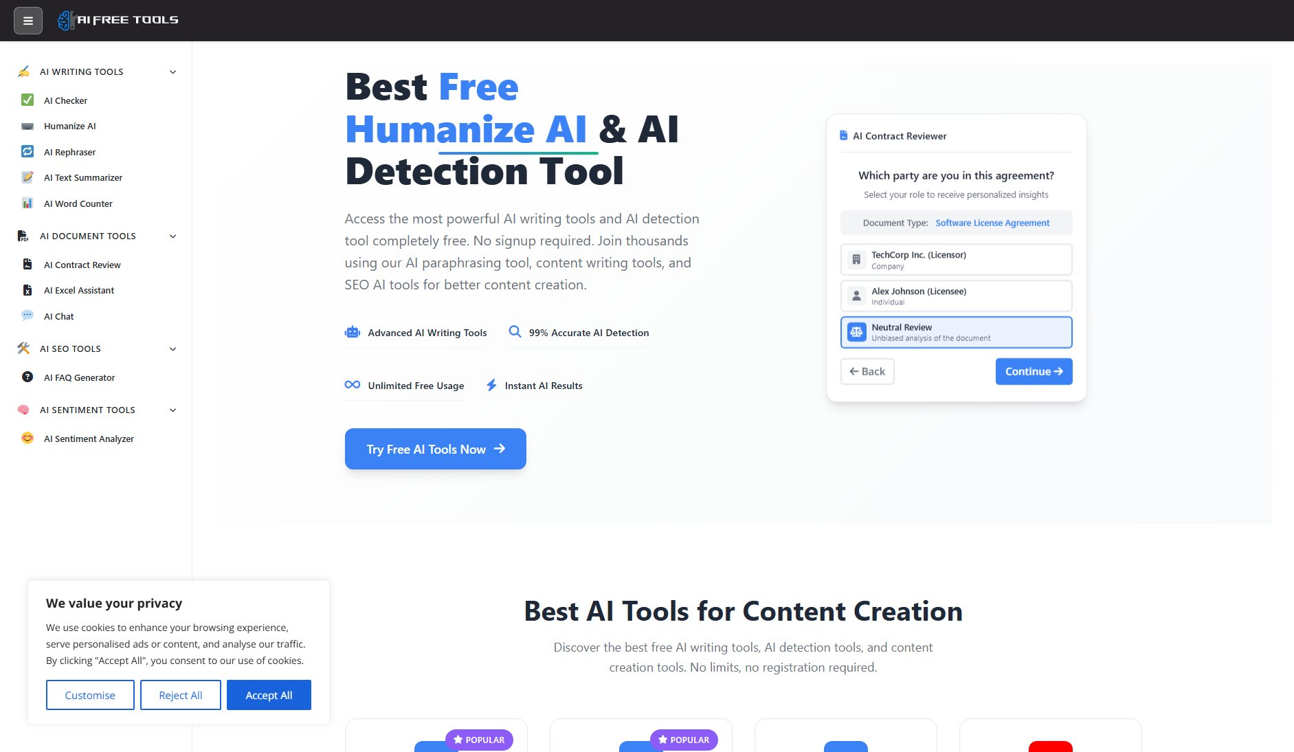 AiFreeTools AiFreeTools Interface & Screenshots