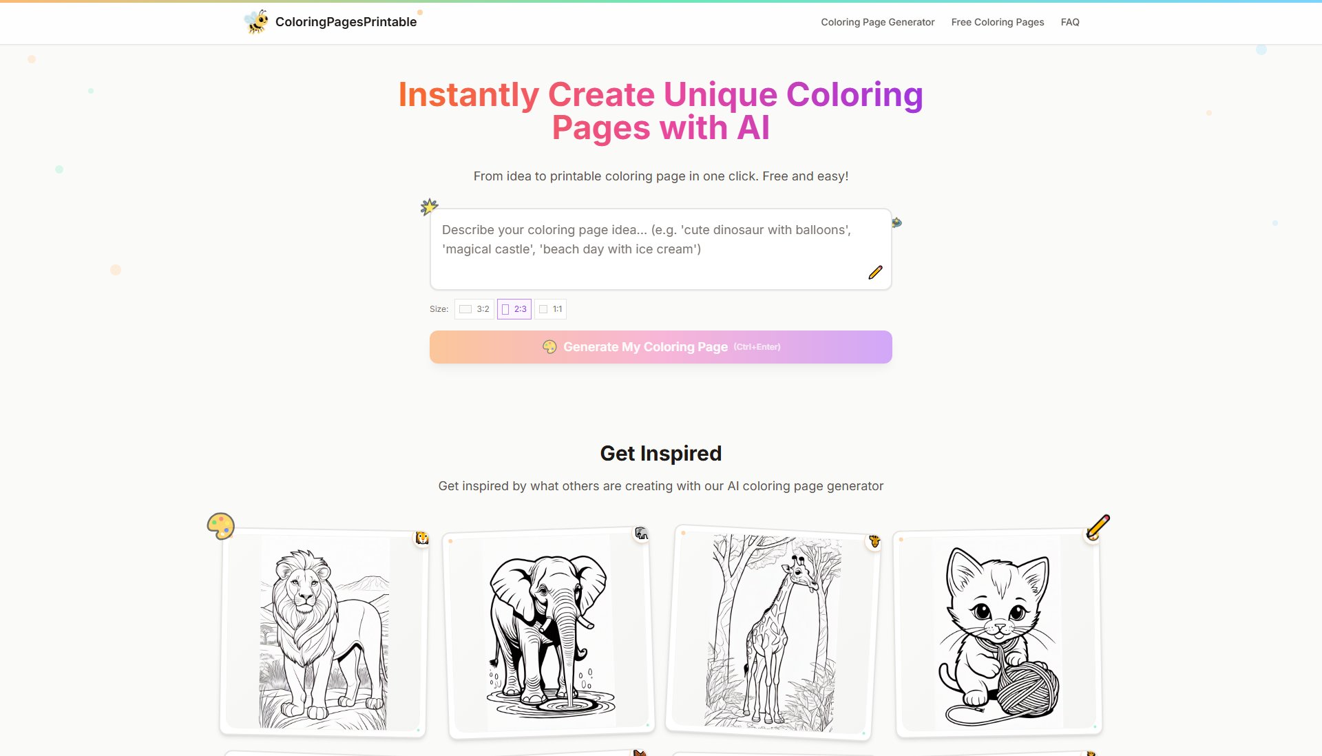 Free Printable Coloring Pages Generator Screenshot