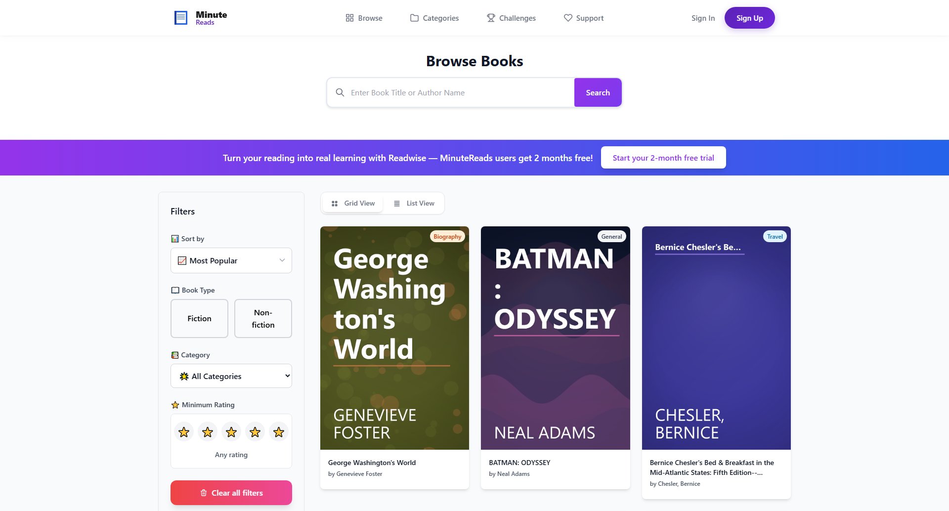 MinuteReads MinuteReads Interface & Screenshots