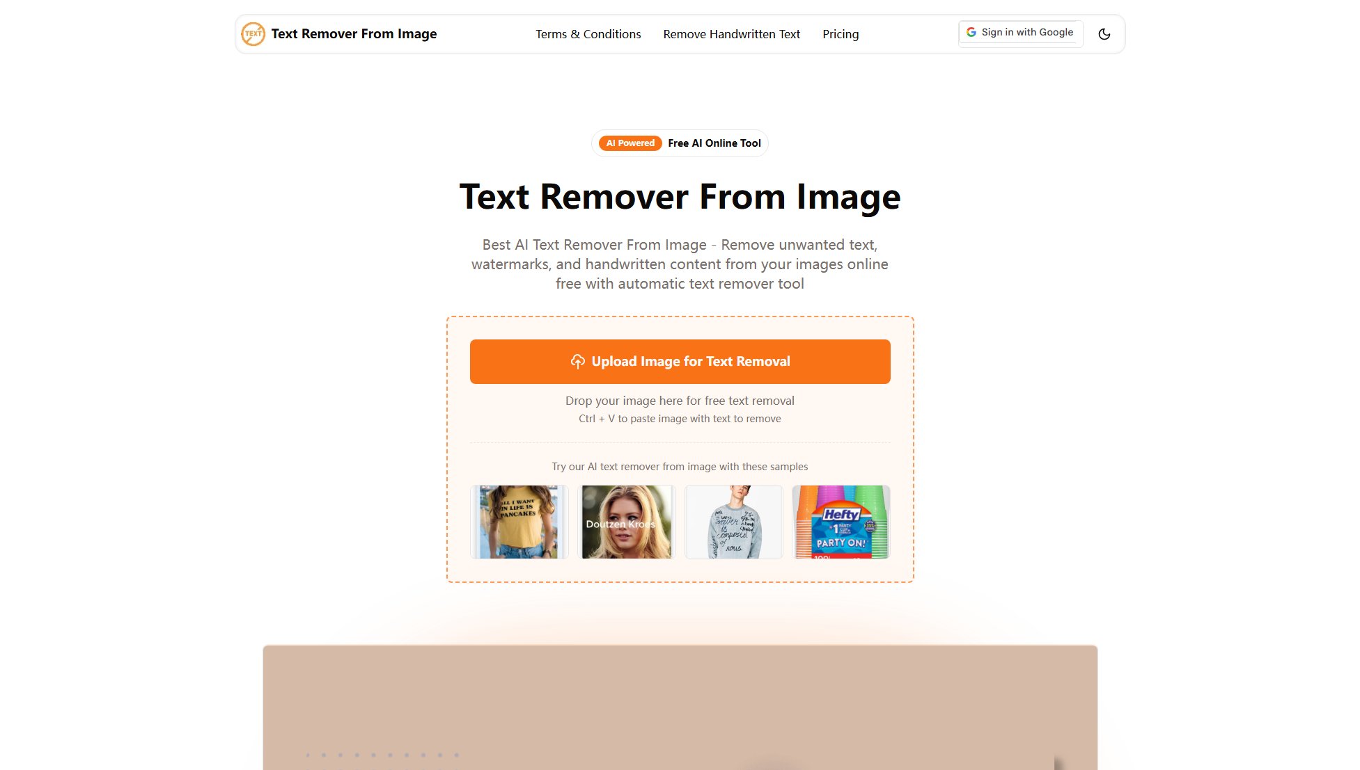 Free AI Text Remover From Image Online Free AI Text Remover From Image Online Interface & Screenshots