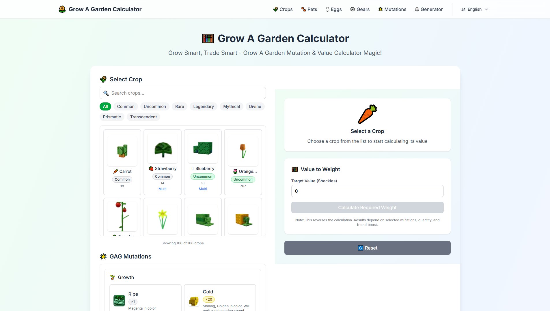 Grow A Garden Calculator Grow A Garden Calculator Interface & Screenshots
