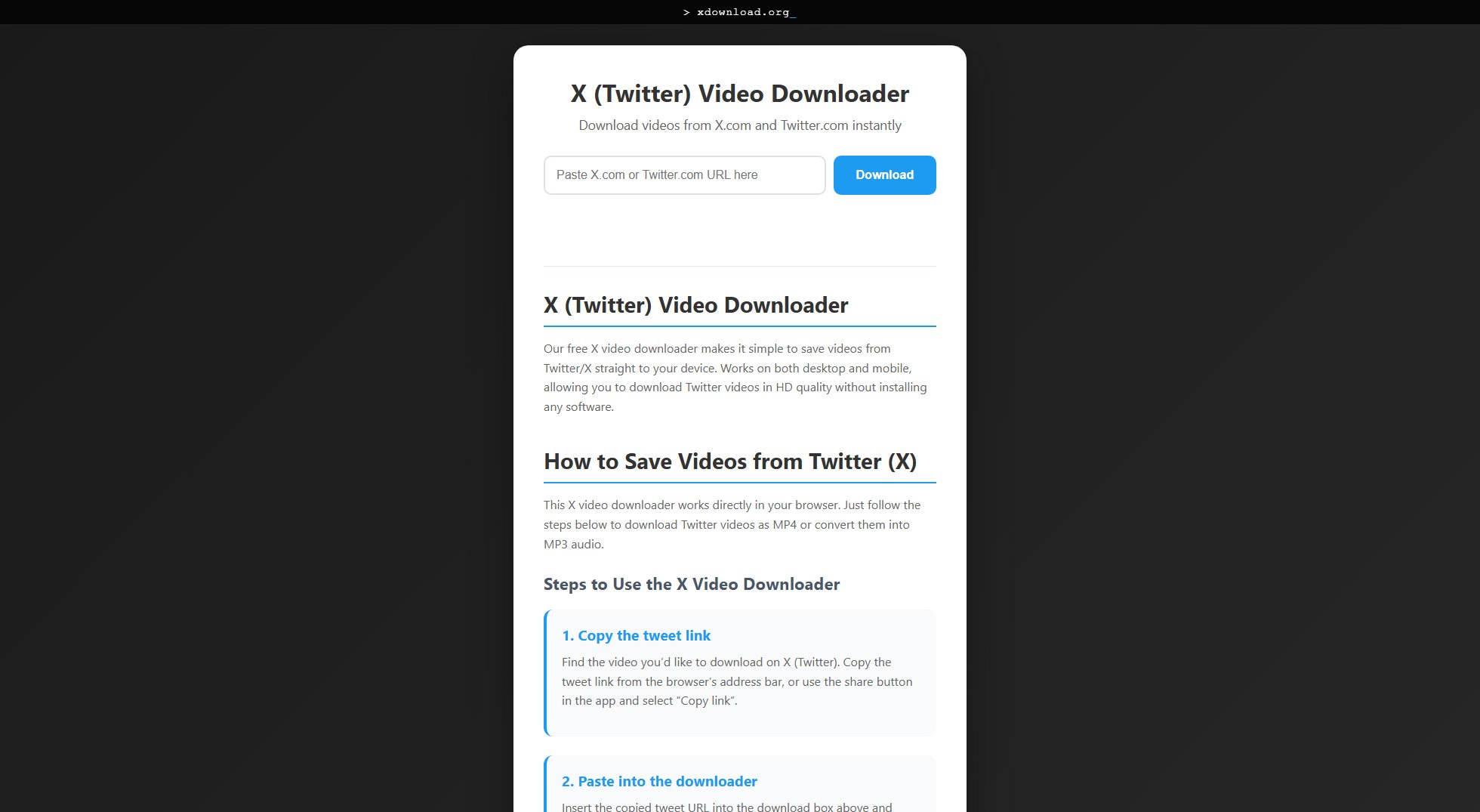 X (Twitter) Video Downloader Screenshot