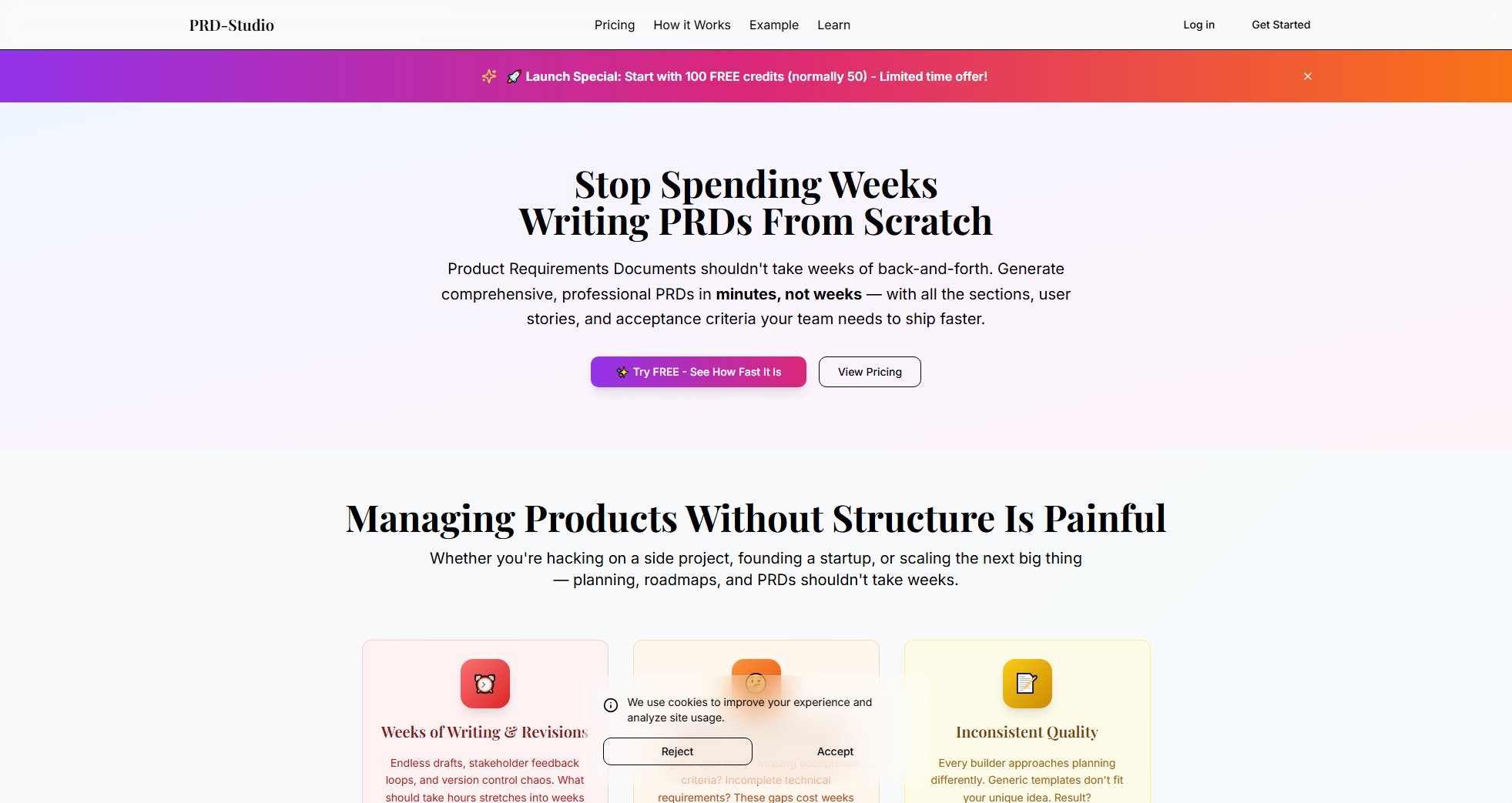 PRD-Studio PRD-Studio Interface & Screenshots