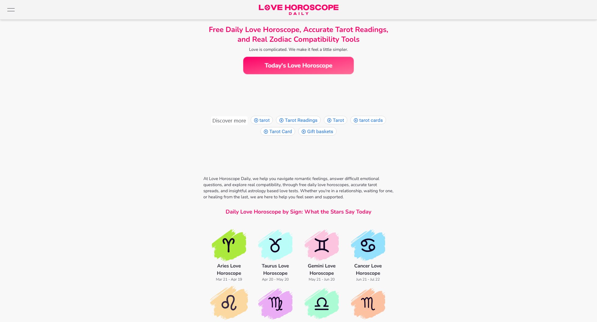 Love Horoscope Daily Love Horoscope Daily Interface & Screenshots