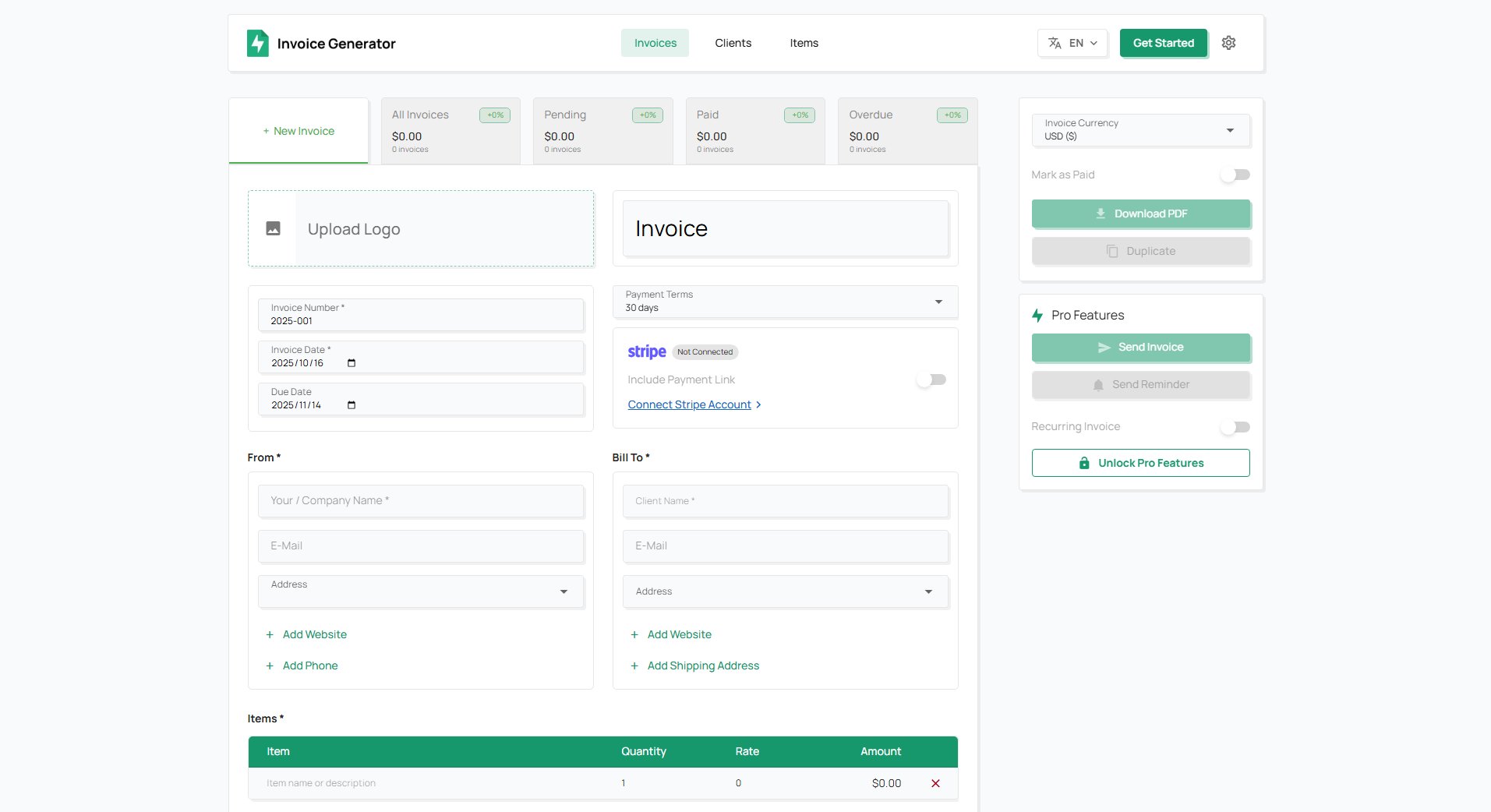 Invoice Generator Invoice Generator Interface & Screenshots Invoice Generator Invoice Generator Interface & Screenshots