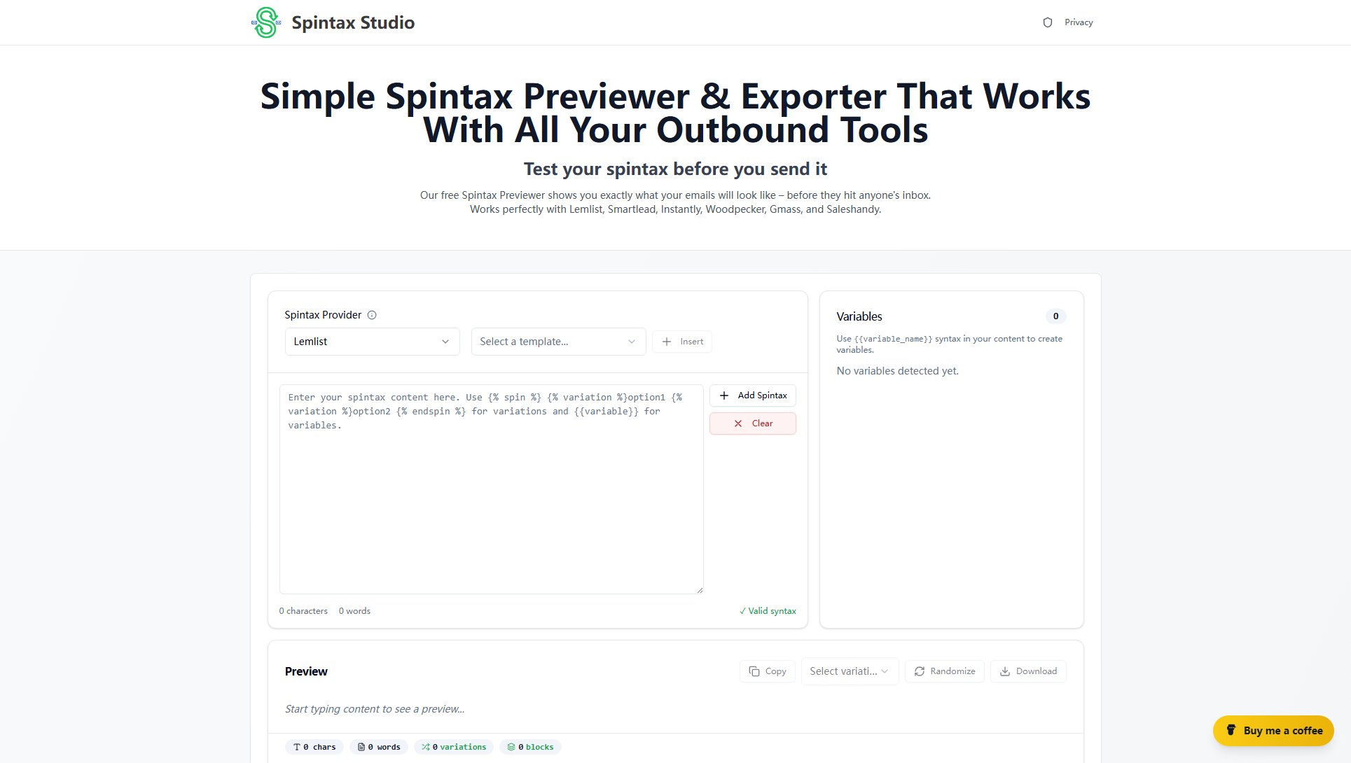 Spintax Studio Spintax Studio Interface & Screenshots
