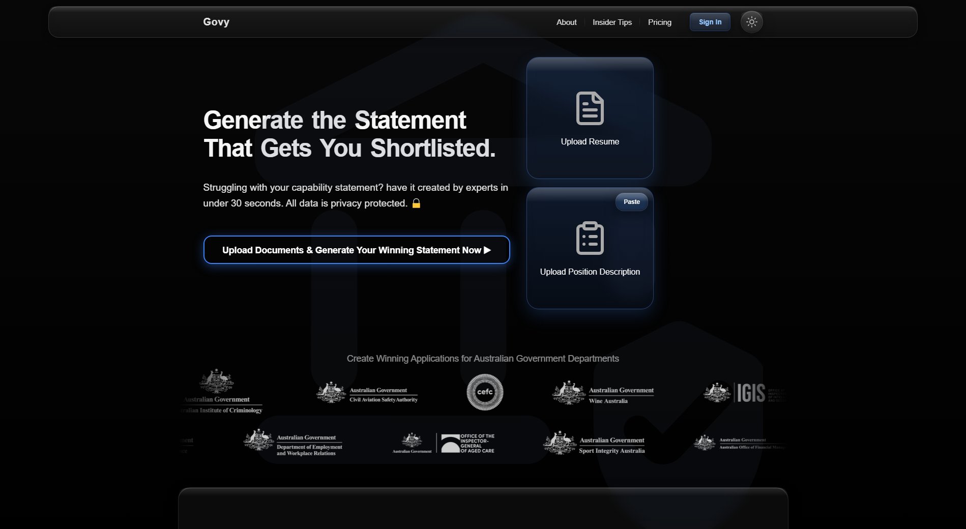 Govy Govy Interface & Screenshots