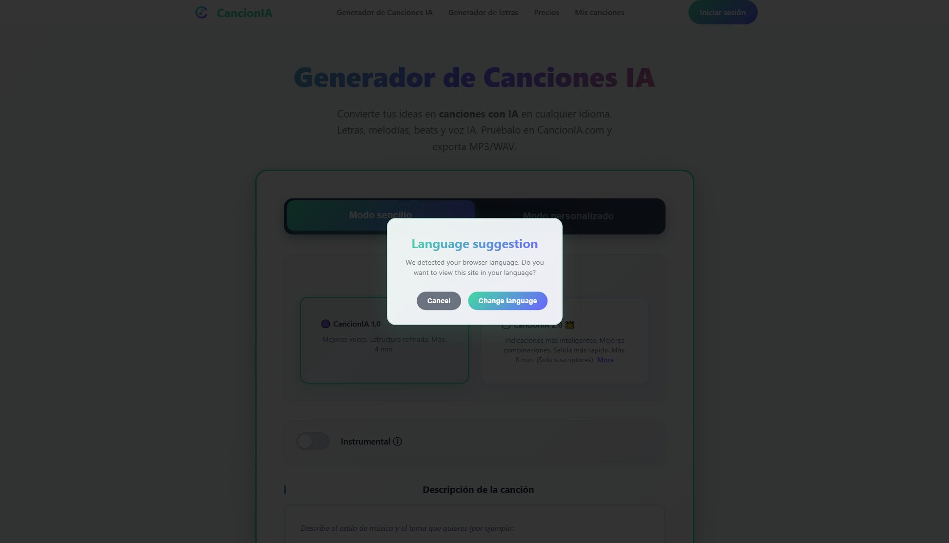 CancionIA CancionIA Interface & Screenshots