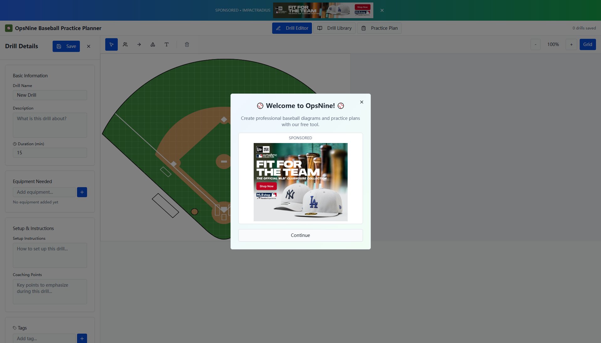 OpsNine Baseball Practice Planner OpsNine Baseball Practice Planner Interface & Screenshots