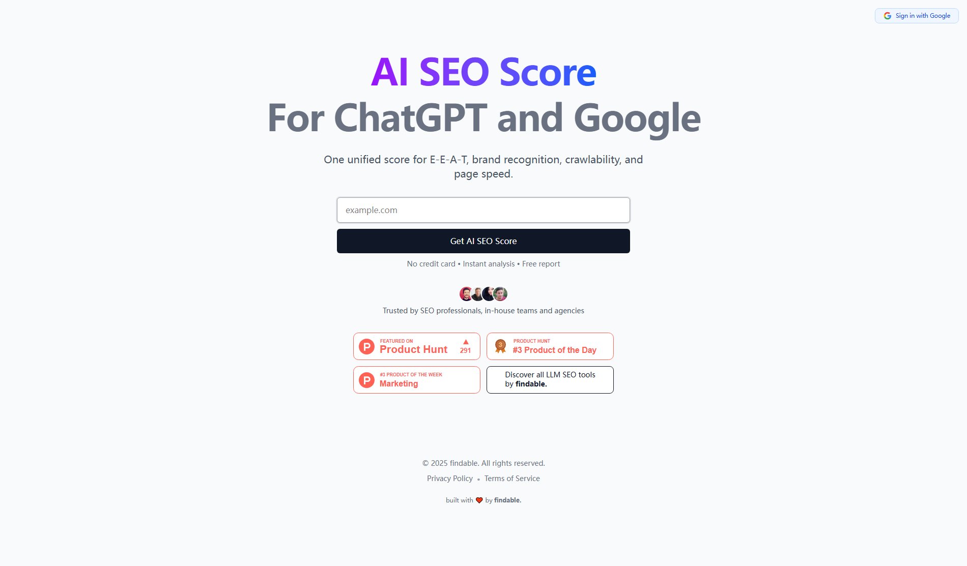 Findable Score Findable Score Interface & Screenshots