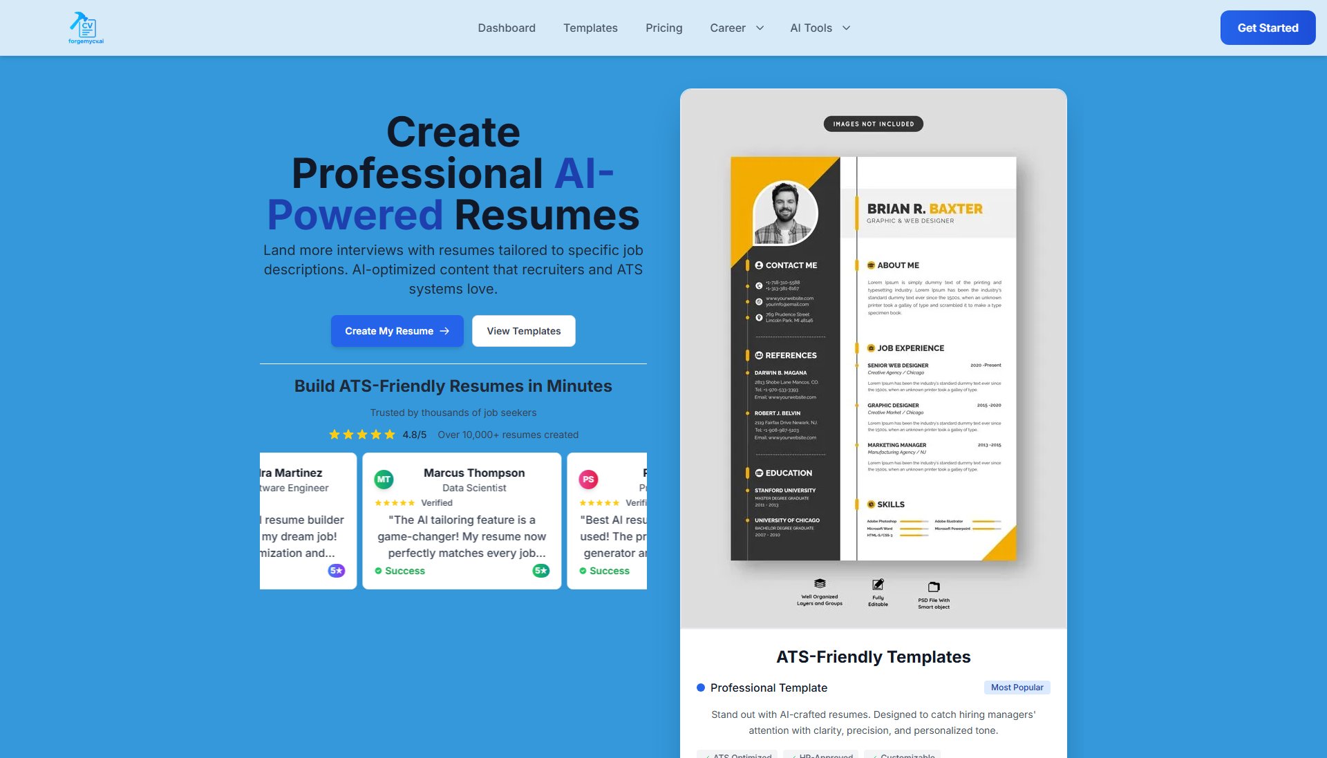 ForgeMyCV ForgeMyCV Interface & Screenshots ForgeMyCV ForgeMyCV Interface & Screenshots