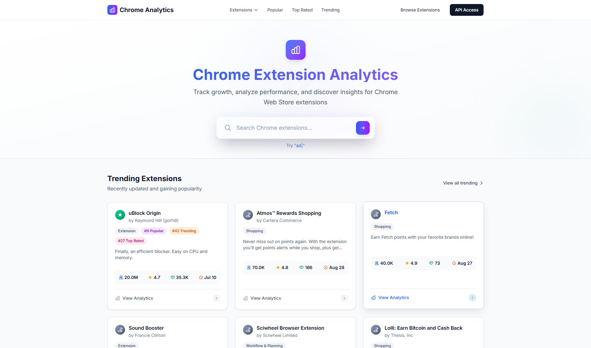 Chrome Analytics Chrome Analytics Interface & Screenshots Chrome Analytics Chrome Analytics Interface & Screenshots