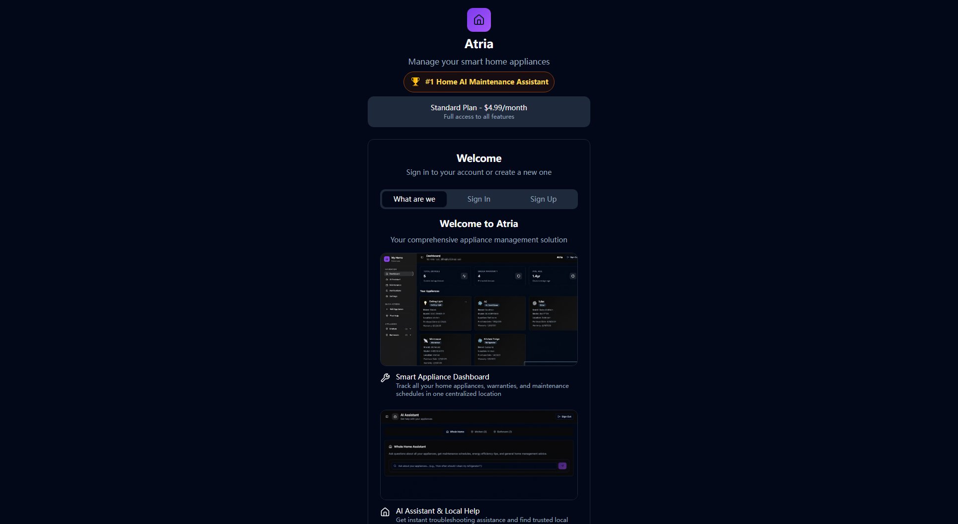 Atria Home Help Atria Home Help Interface & Screenshots