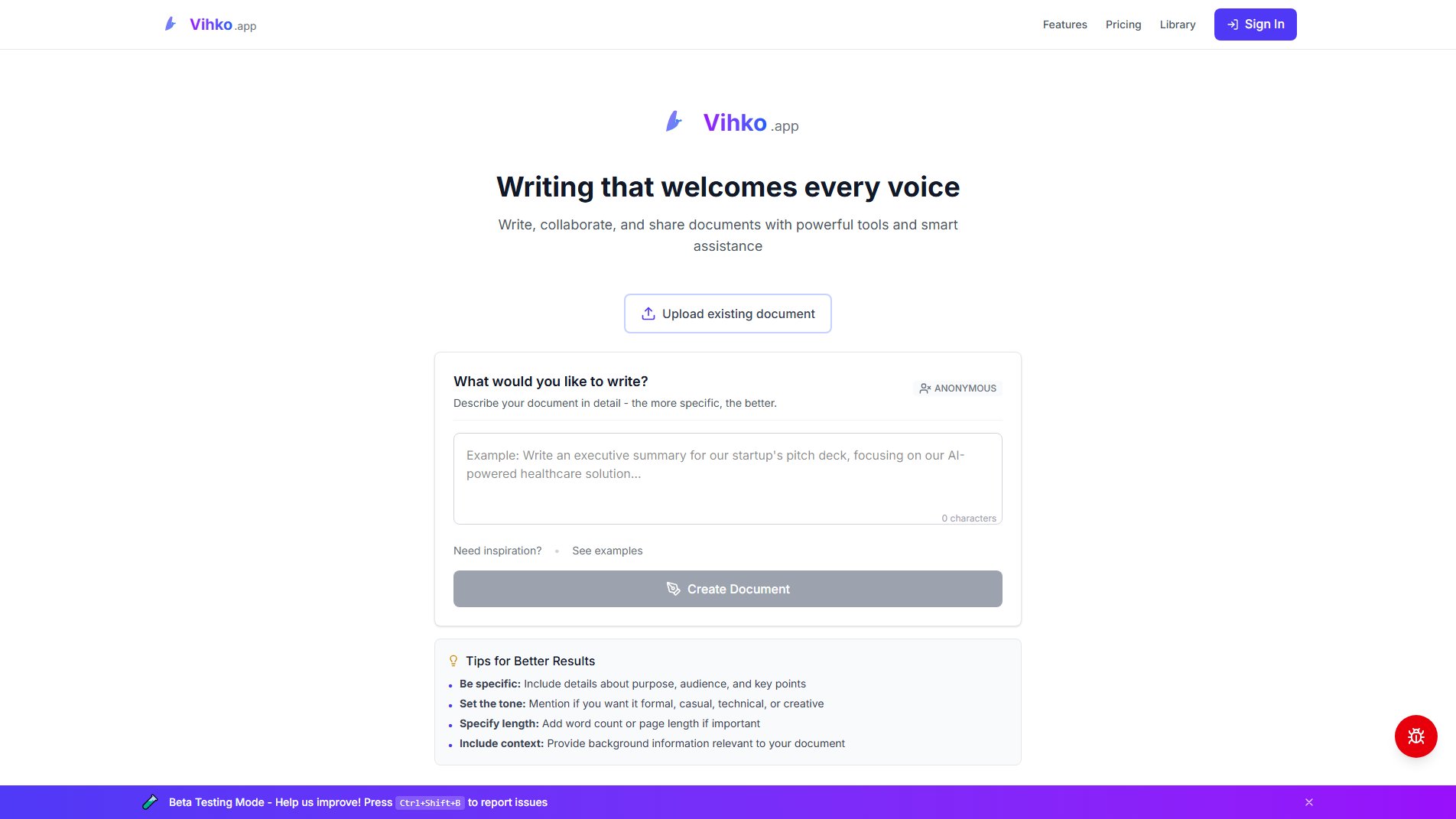 Vihko Vihko Interface & Screenshots