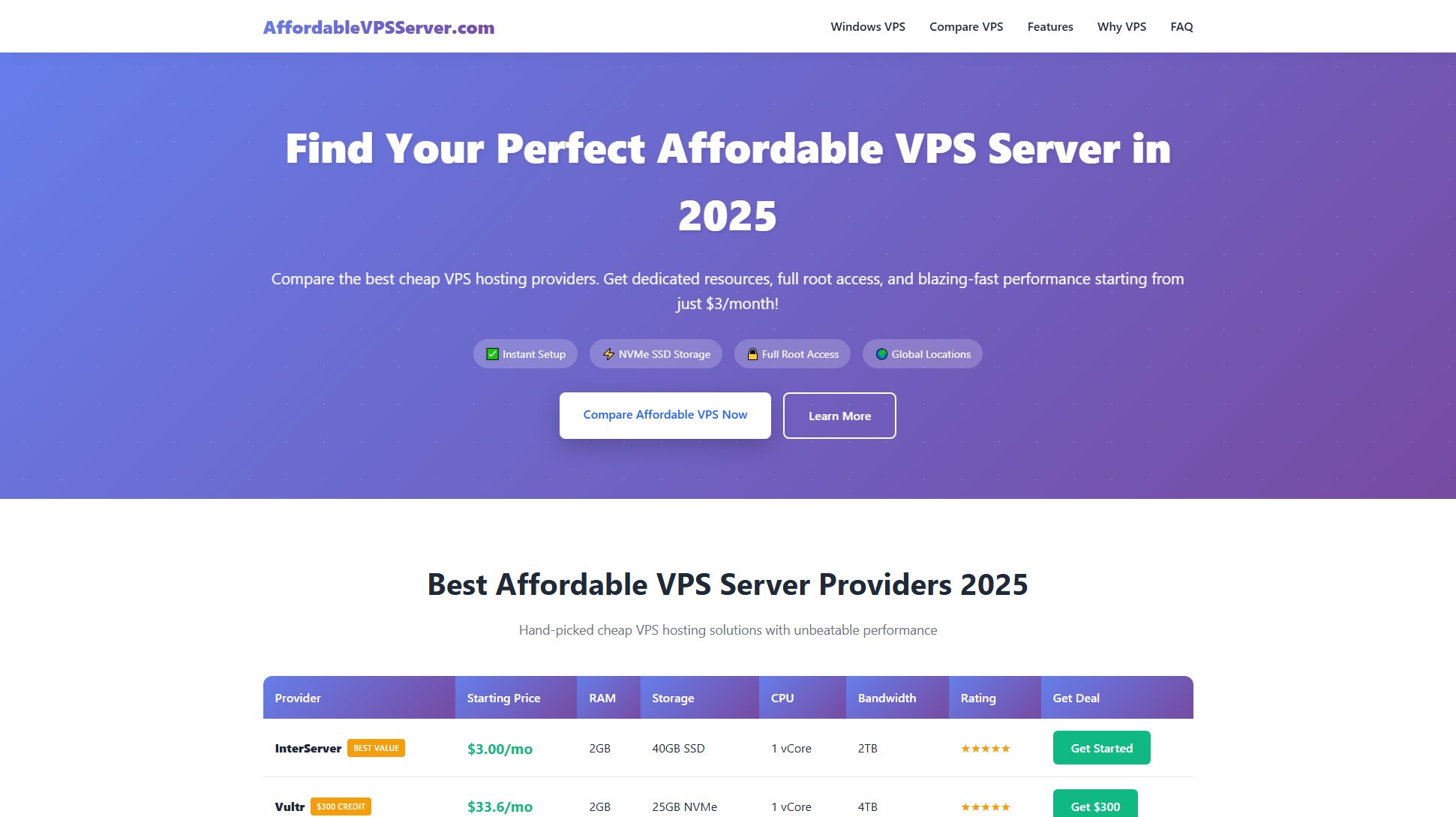 Affordable VPS Server Screenshot