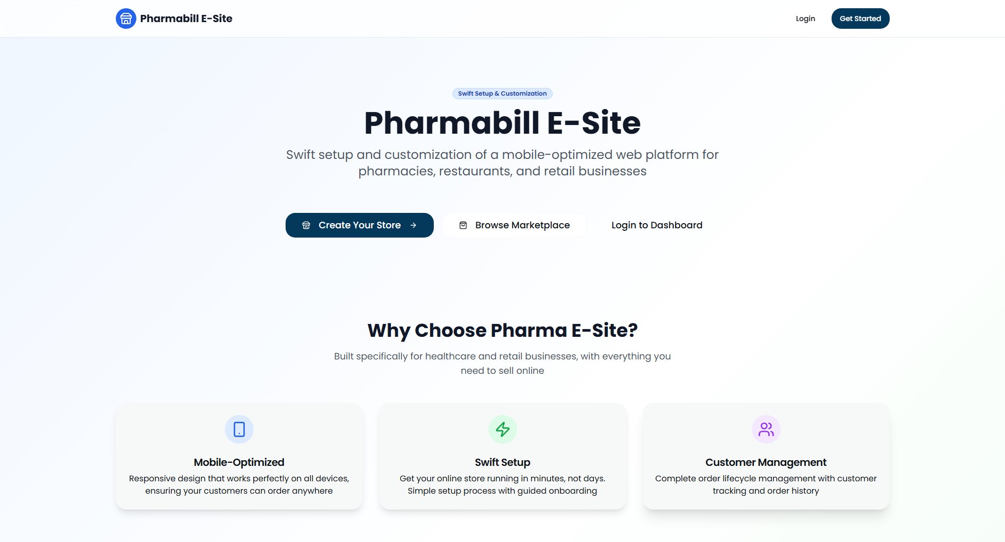 Pharma E-Site Screenshot