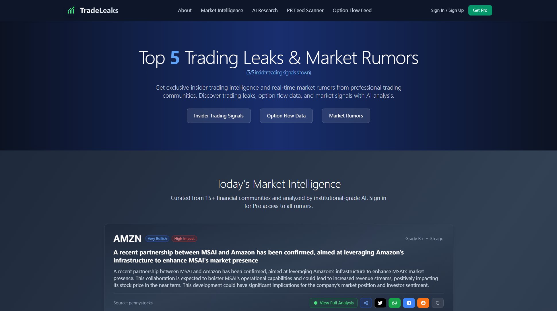 TradeLeaks TradeLeaks Interface & Screenshots