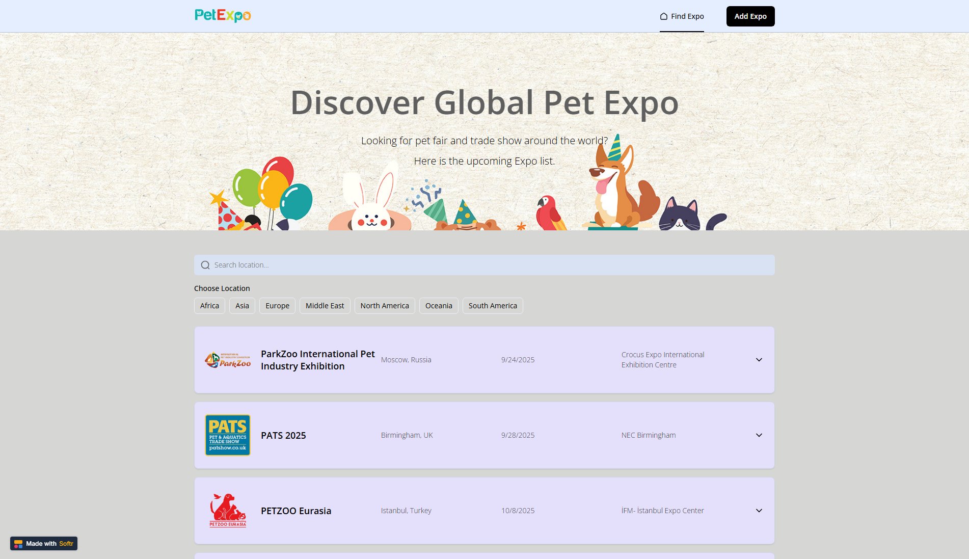 Pet Trade Shows & Expos 2025-2026 Screenshot