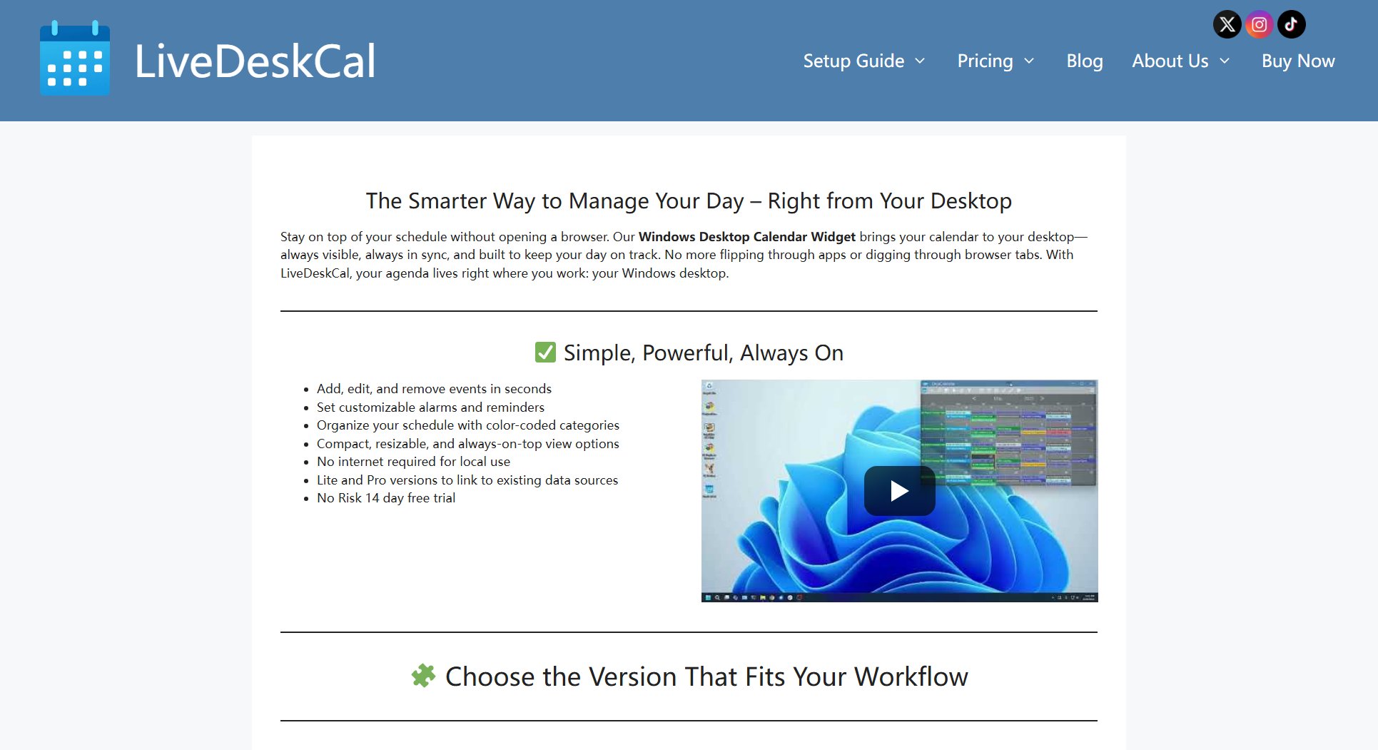 LiveDeskCal LiveDeskCal Interface & Screenshots