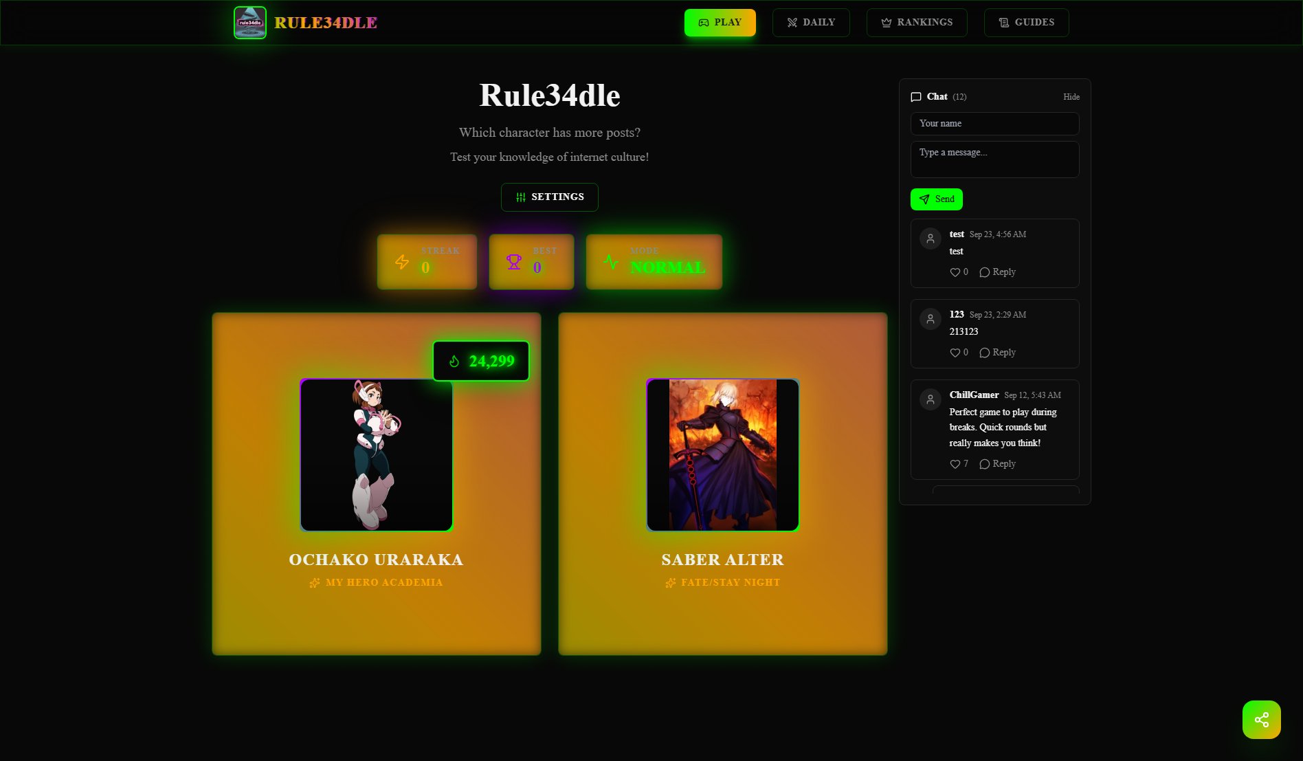 Rule34dle Rule34dle Interface & Screenshots