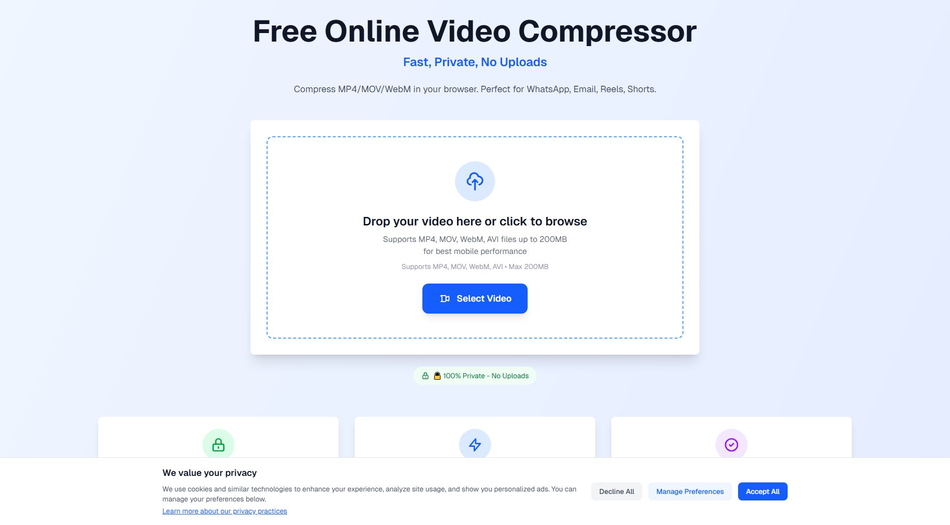 Free Online Video Compressor Screenshot