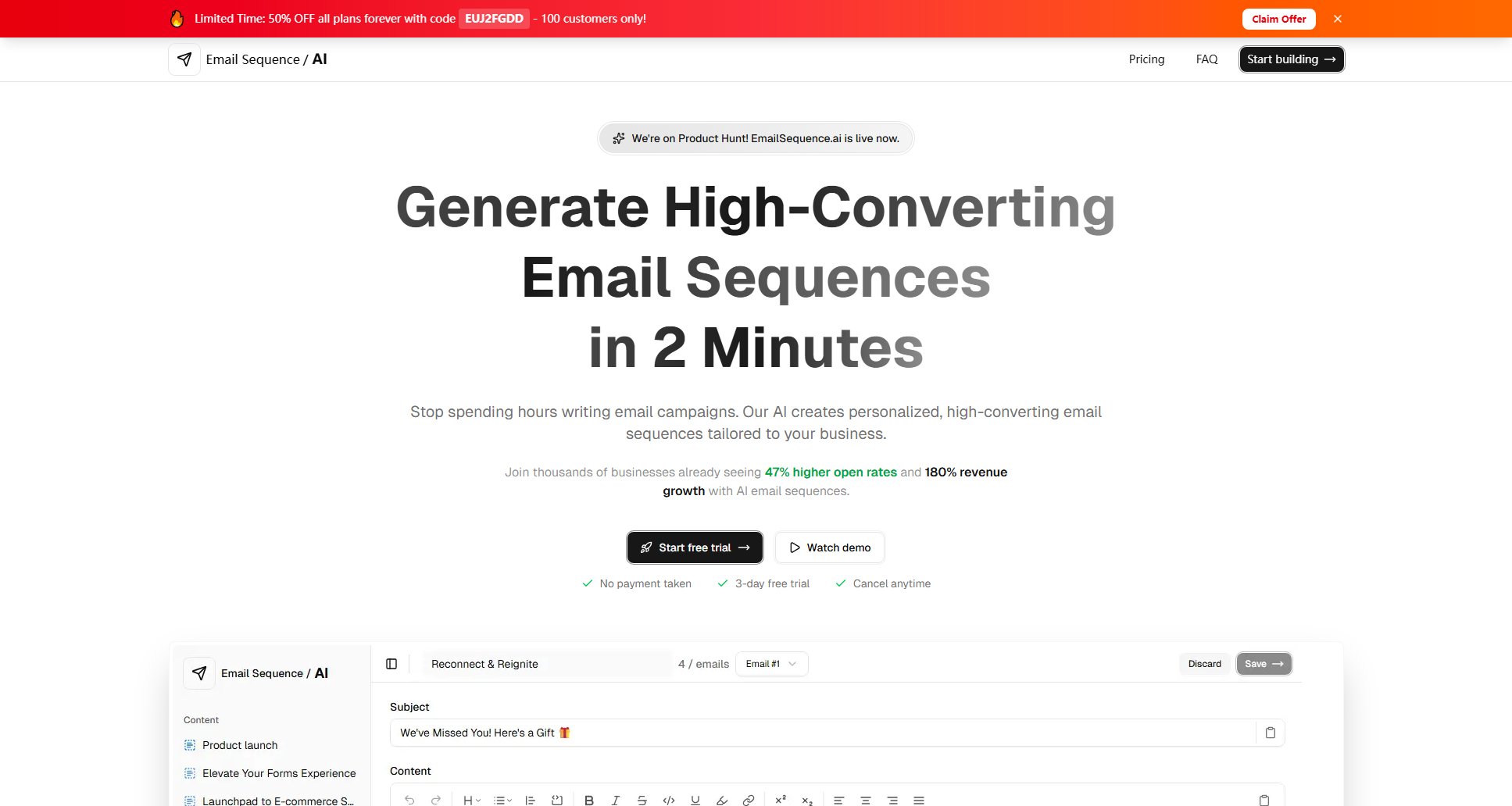 EmailSequence.ai Screenshot