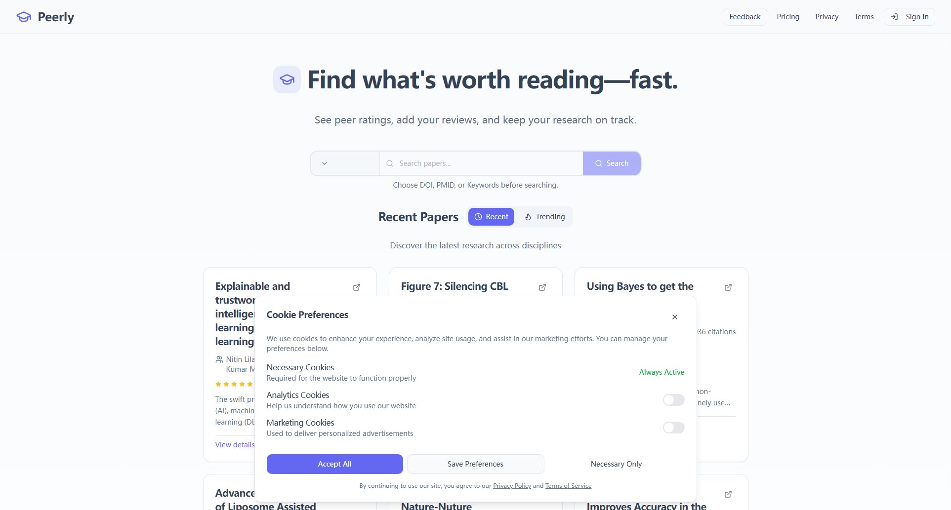 Peerly Peerly Interface & Screenshots