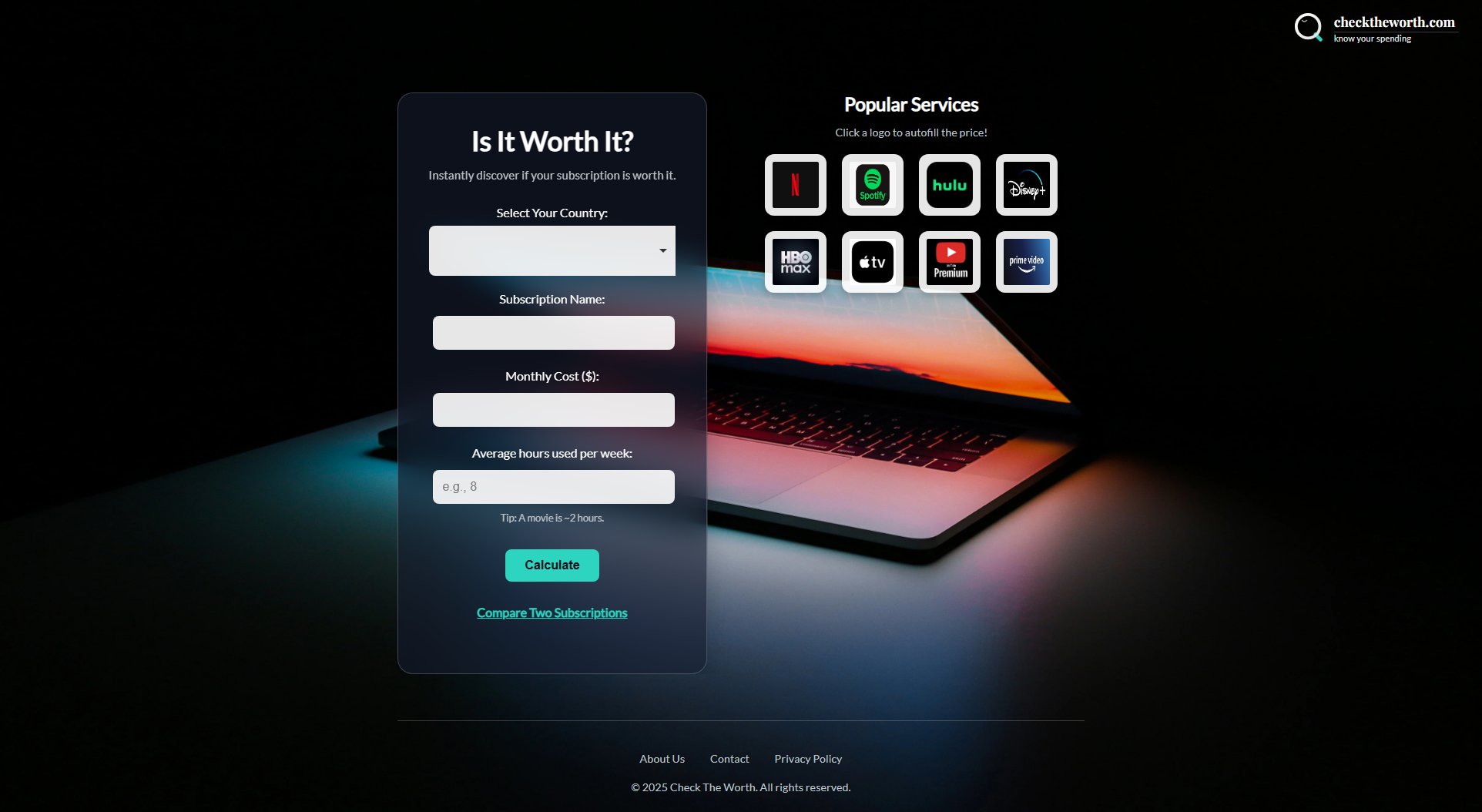 Is It Worth It? | Streaming Subscription Value Calculator Screenshot