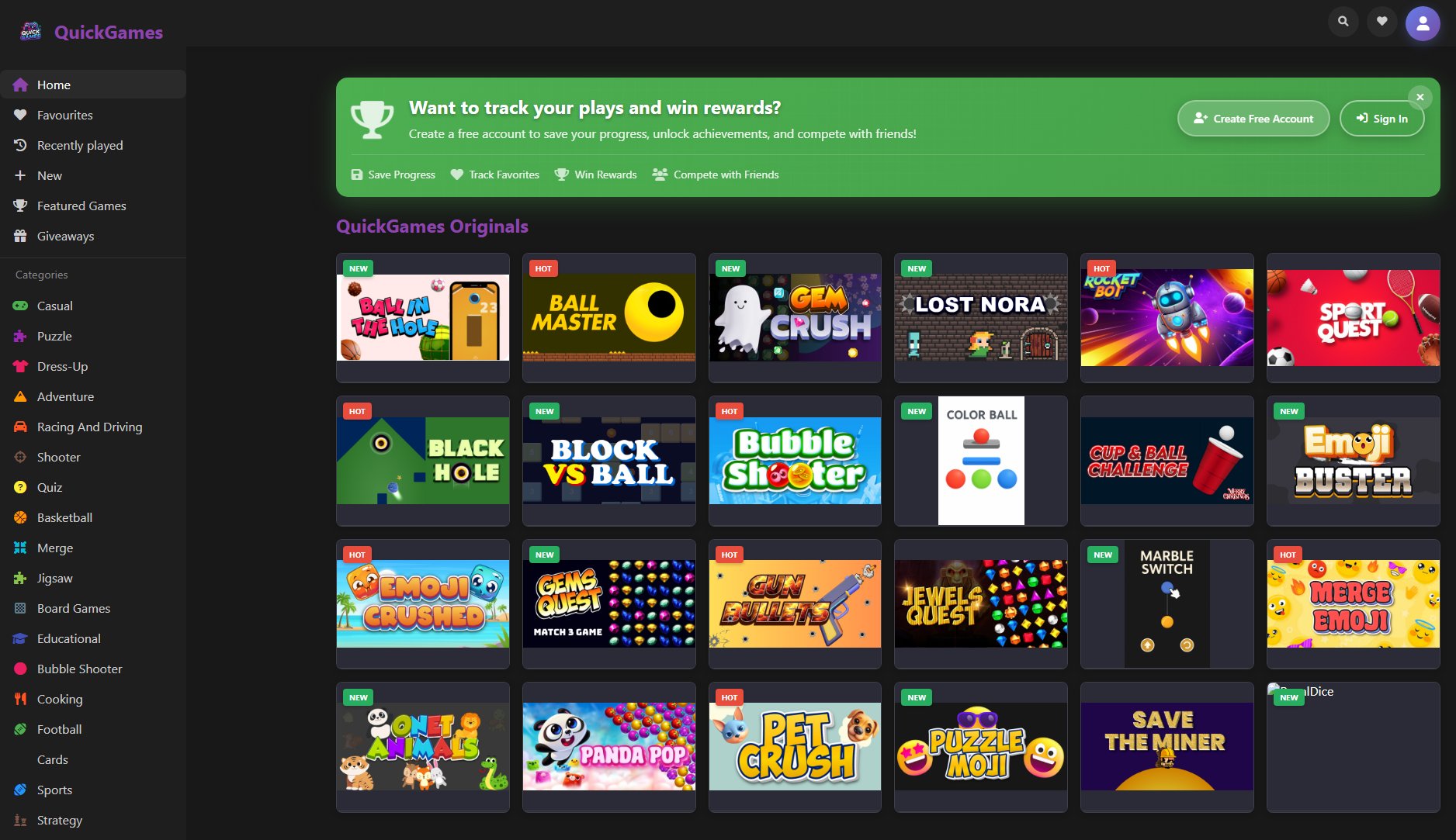 QuickGames QuickGames Interface & Screenshots QuickGames QuickGames Interface & Screenshots