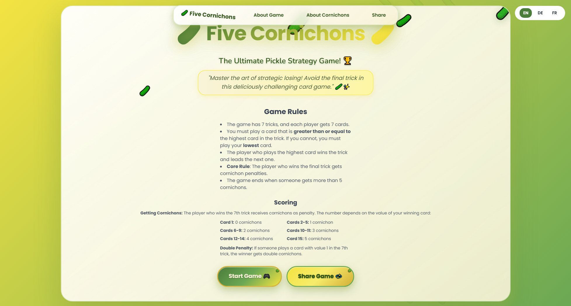 Five Cornichons Five Cornichons Interface & Screenshots