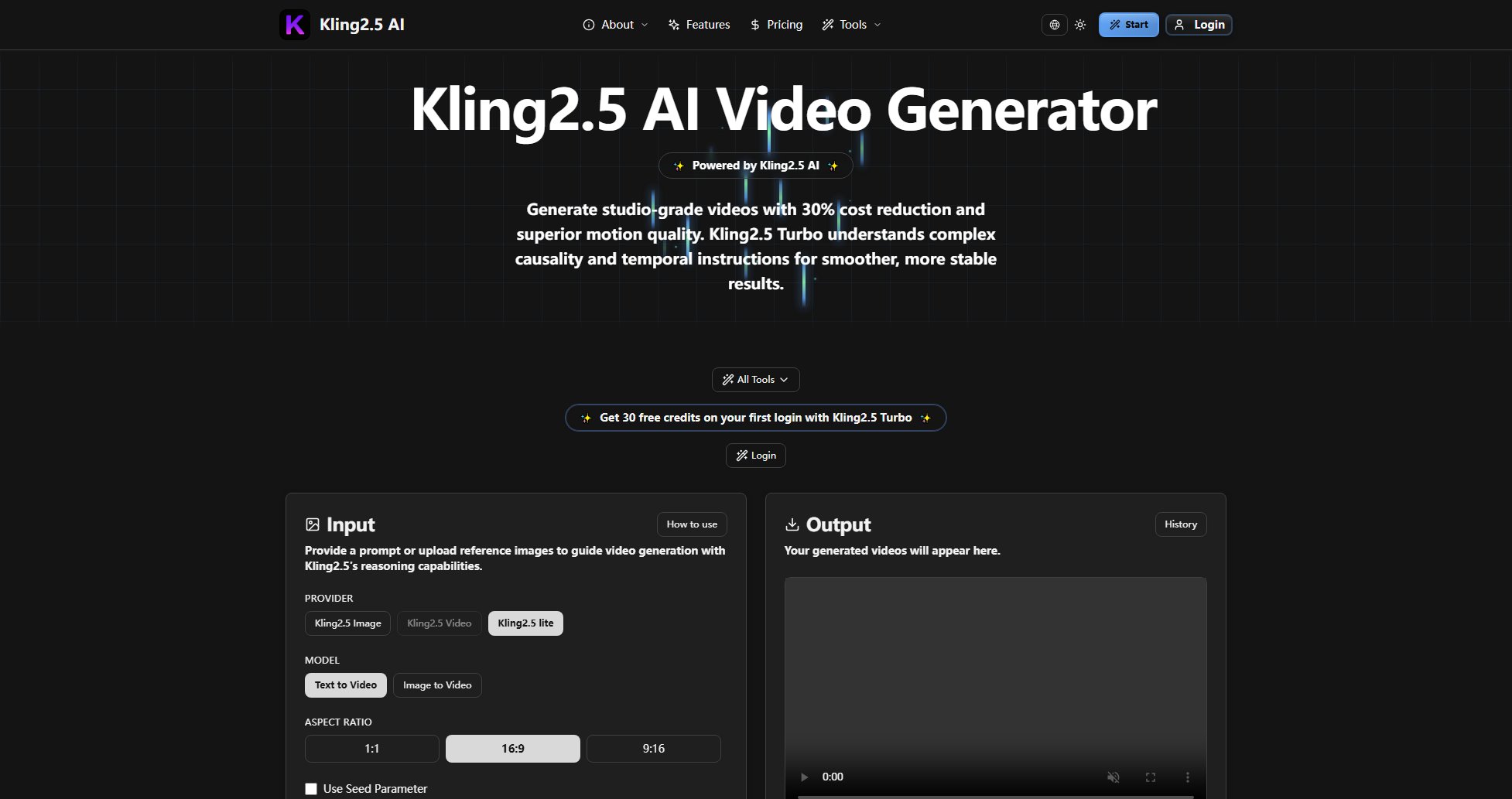 Kling 2.5 Kling 2.5 Interface & Screenshots
