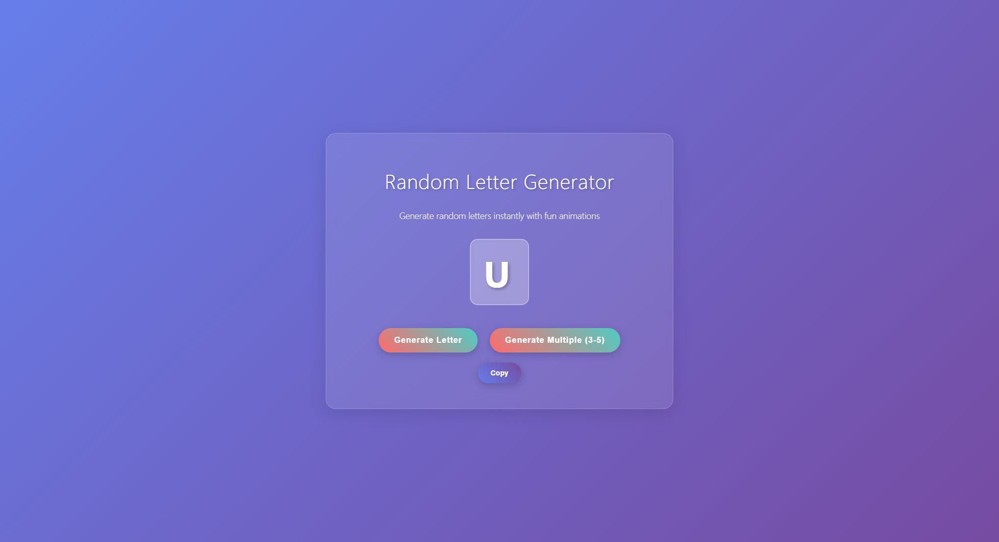 Random Letter Generator Random Letter Generator Interface & Screenshots