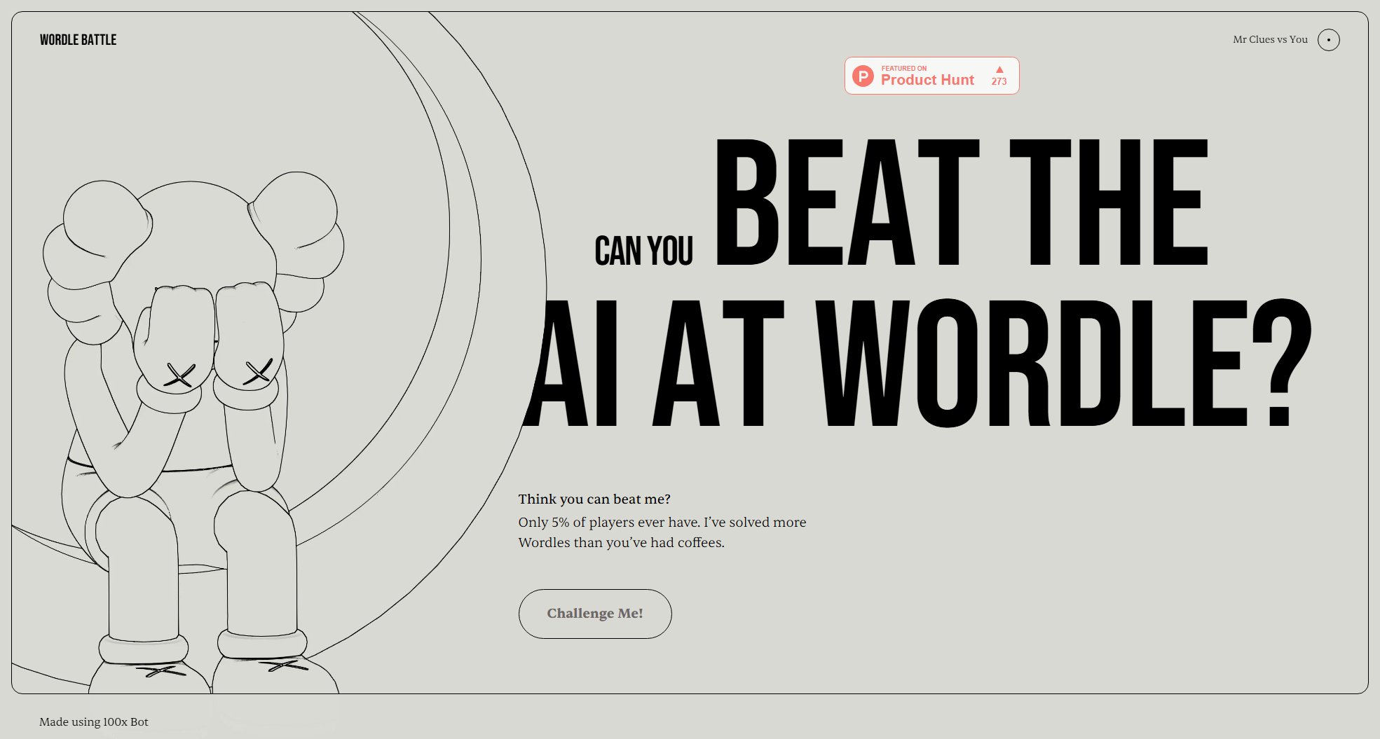 Wordle Battle - Mr. Clues vs You Wordle Battle - Mr. Clues vs You Interface & Screenshots