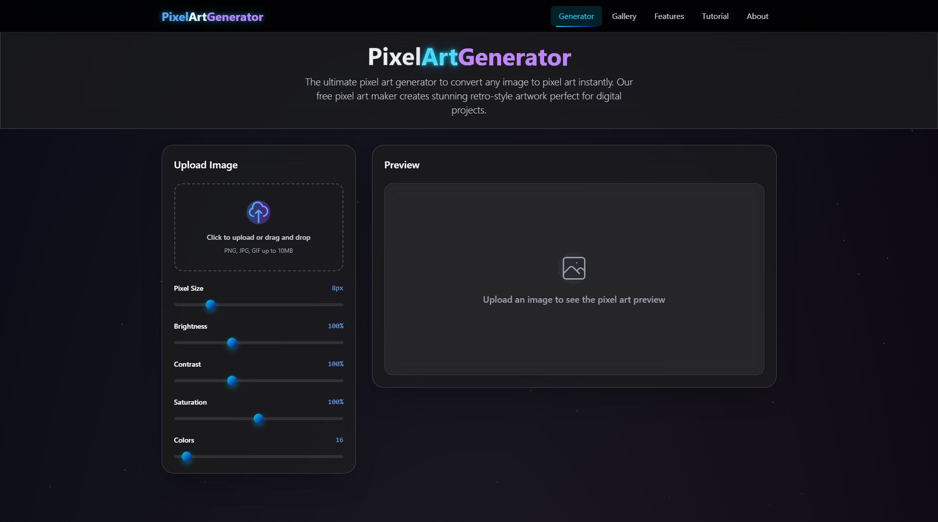 PixelArtGenerator PixelArtGenerator Interface & Screenshots PixelArtGenerator PixelArtGenerator Interface & Screenshots
