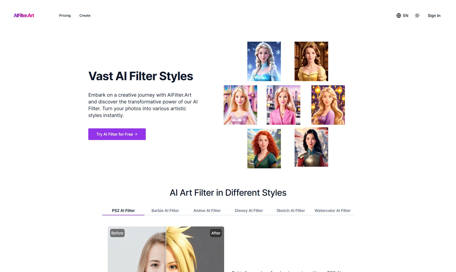 AIFilter.Art AIFilter.Art Interface & Screenshots