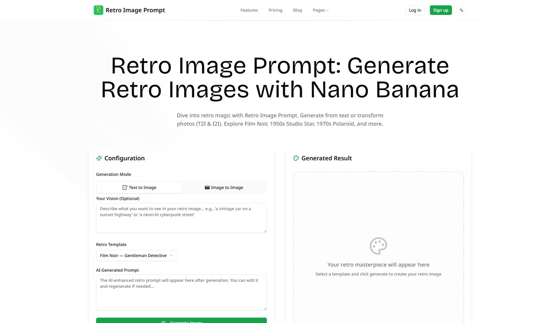 Retro Image Prompt Retro Image Prompt Interface & Screenshots