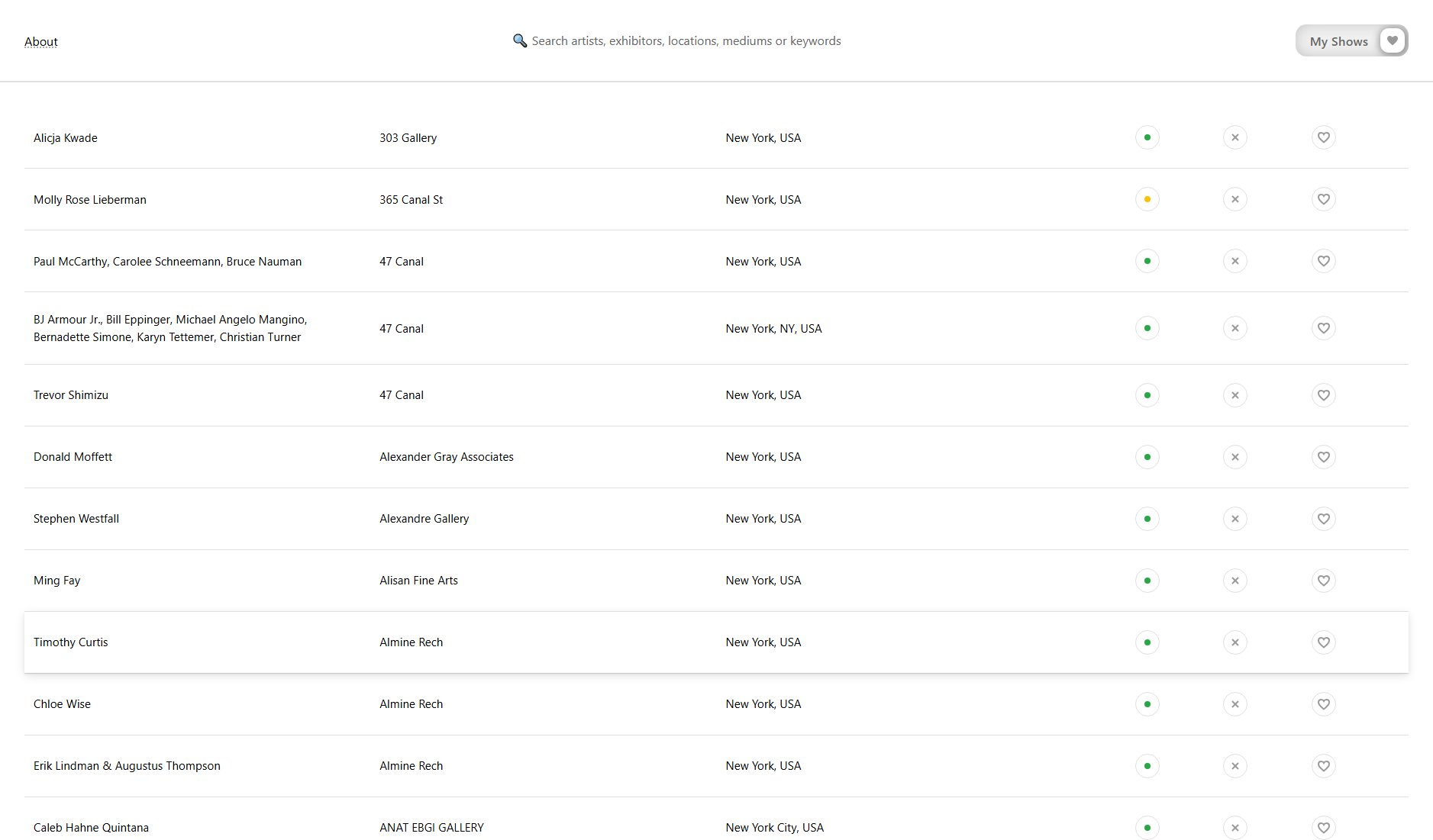 INDEX - Exhibitions INDEX - Exhibitions Interface & Screenshots