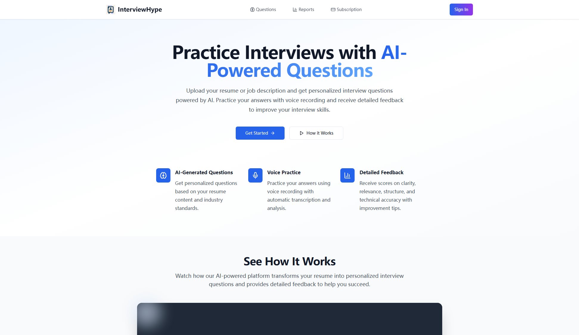 InterviewHype InterviewHype Interface & Screenshots