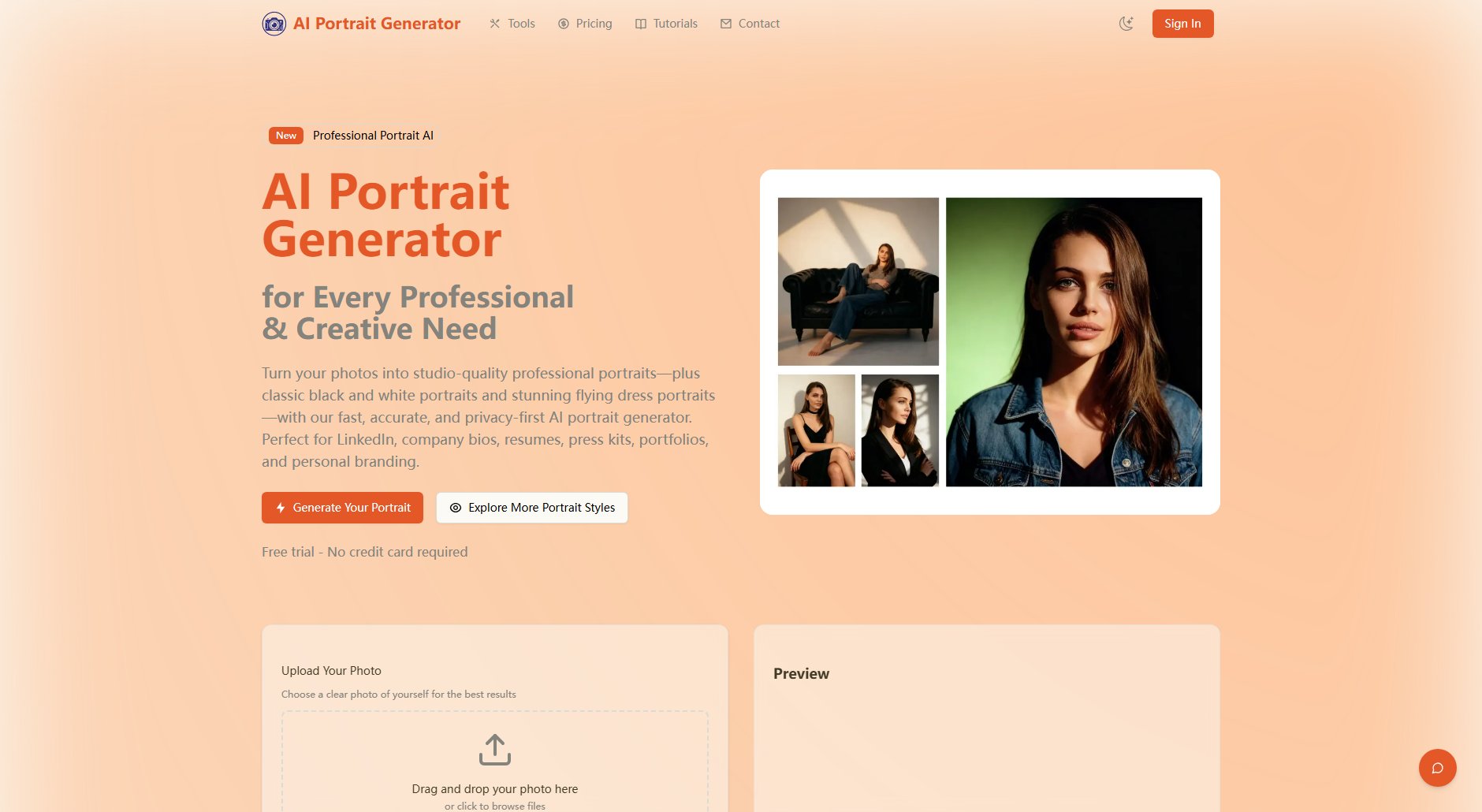 Professional AI Portraits | AI Portrait Generator Professional AI Portraits | AI Portrait Generator Interface & Screenshots