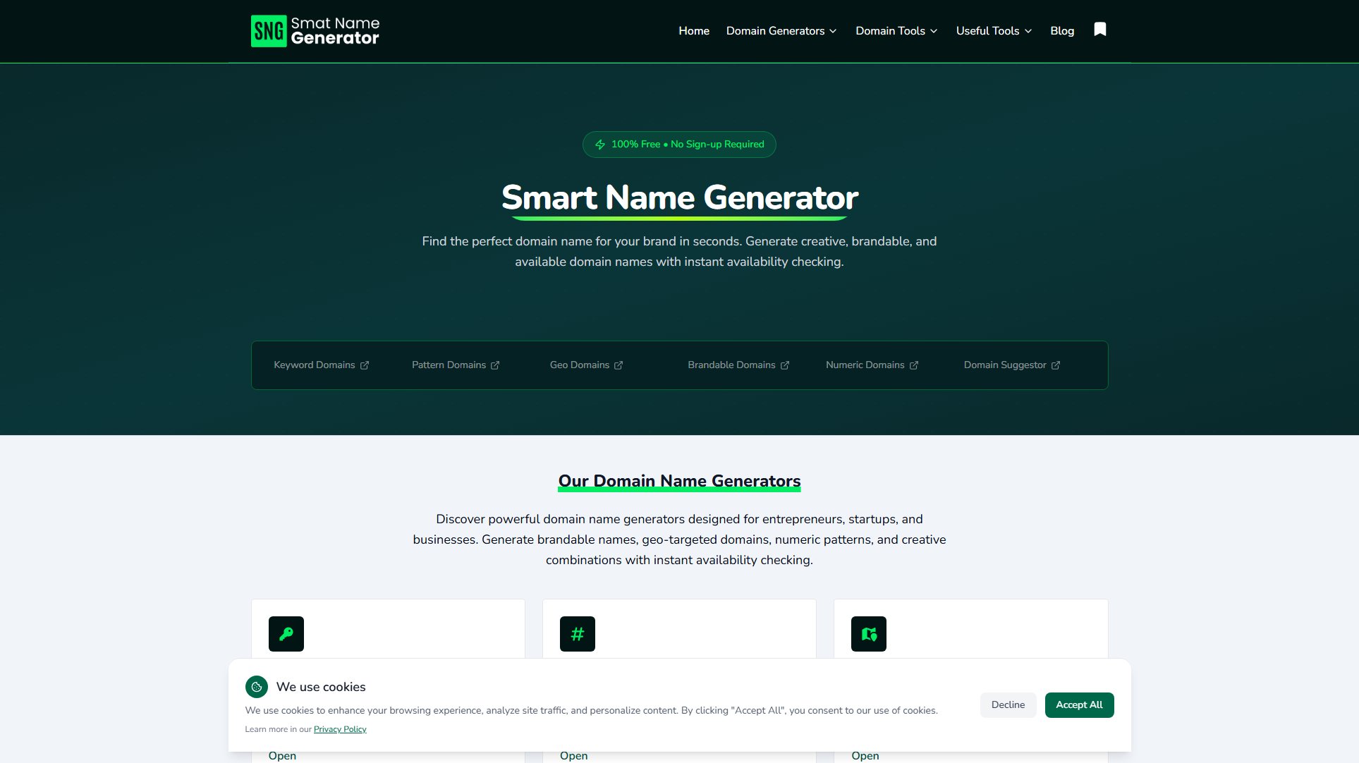 Smart Domain Name Generator Smart Domain Name Generator Interface & Screenshots